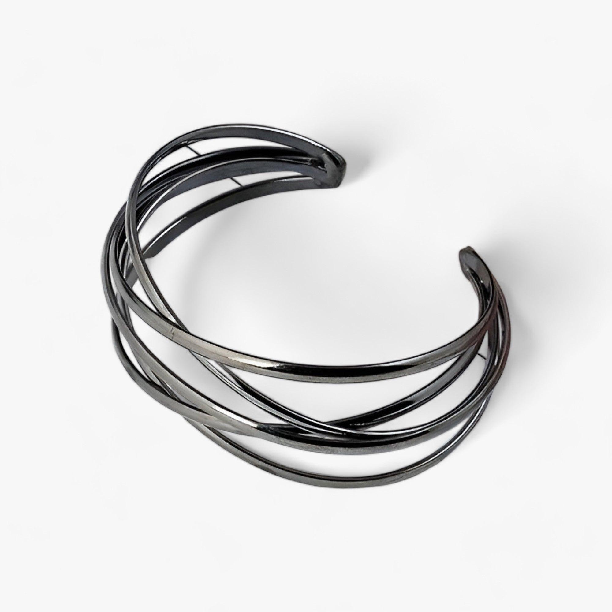 Bracciali Donna Regolabili in Argento Sterling 925 - Eleganti e Versatili - Nero - ALLOY bangles Cuff Bracelet donna fashion Geometric jewelry Mainland China regolabili TRENDY Women Zinc alloy - Concept Palermo