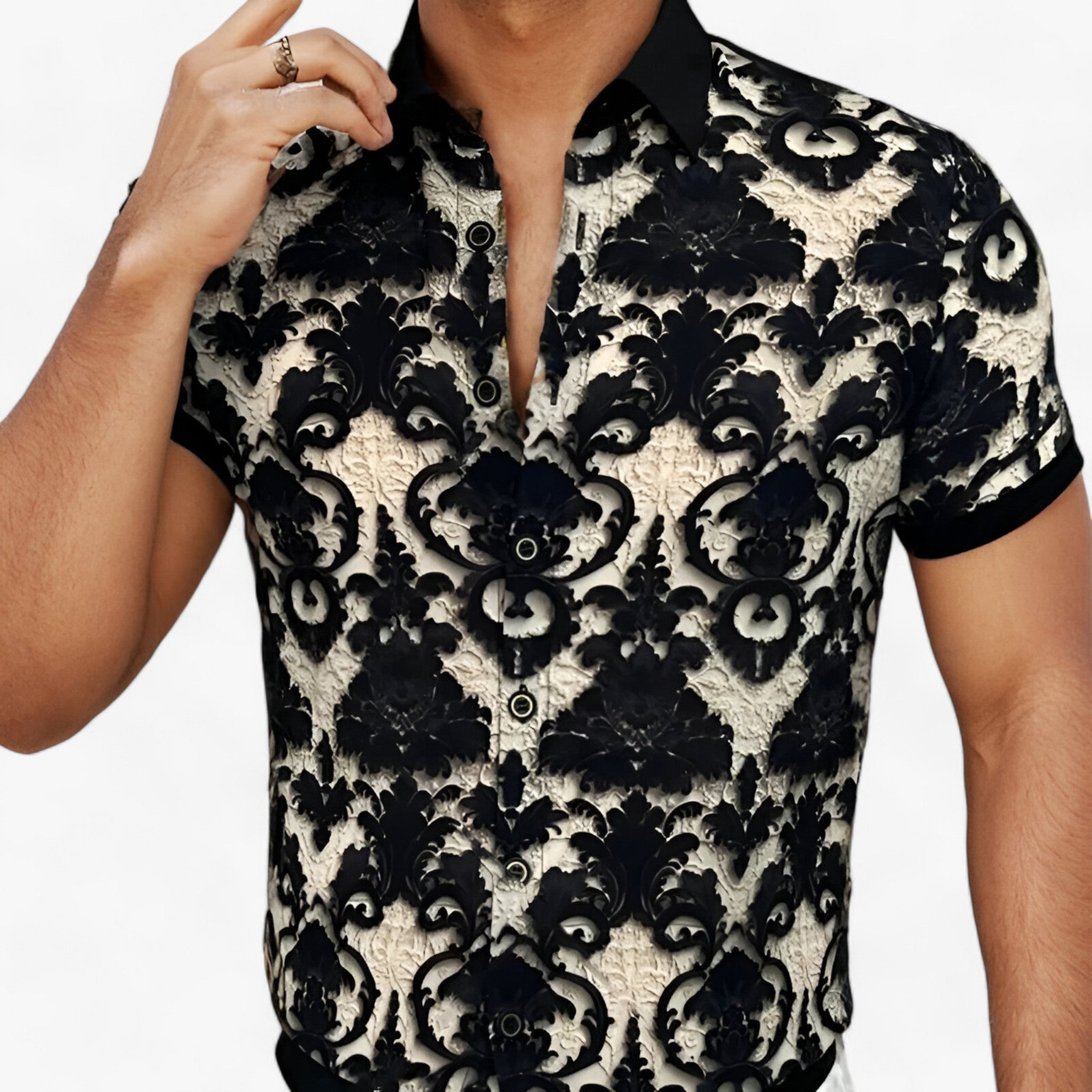 Camicia con colletto a strappo con stampa floreale 3D - Design moderno con comfort Uomo - - camicia camicia colletto colletto comfort cotton polo shirt design floreale men's polo shirt men's top clothes stampa - Concept Palermo