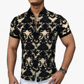 Camisa con cuello de solapa con estampado floral 3D - Diseño moderno con comodidad para hombre