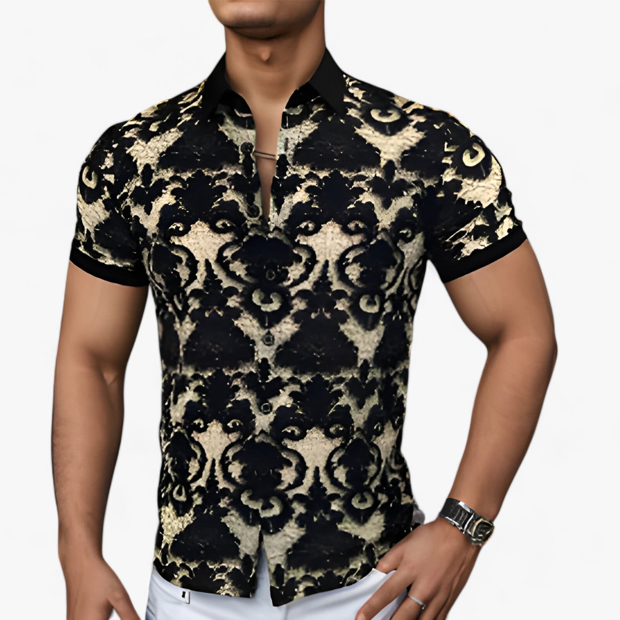 Camicia con colletto a strappo con stampa floreale 3D - Design moderno con comfort Uomo - - camicia camicia colletto colletto comfort cotton polo shirt design floreale men's polo shirt men's top clothes stampa - Concept Palermo