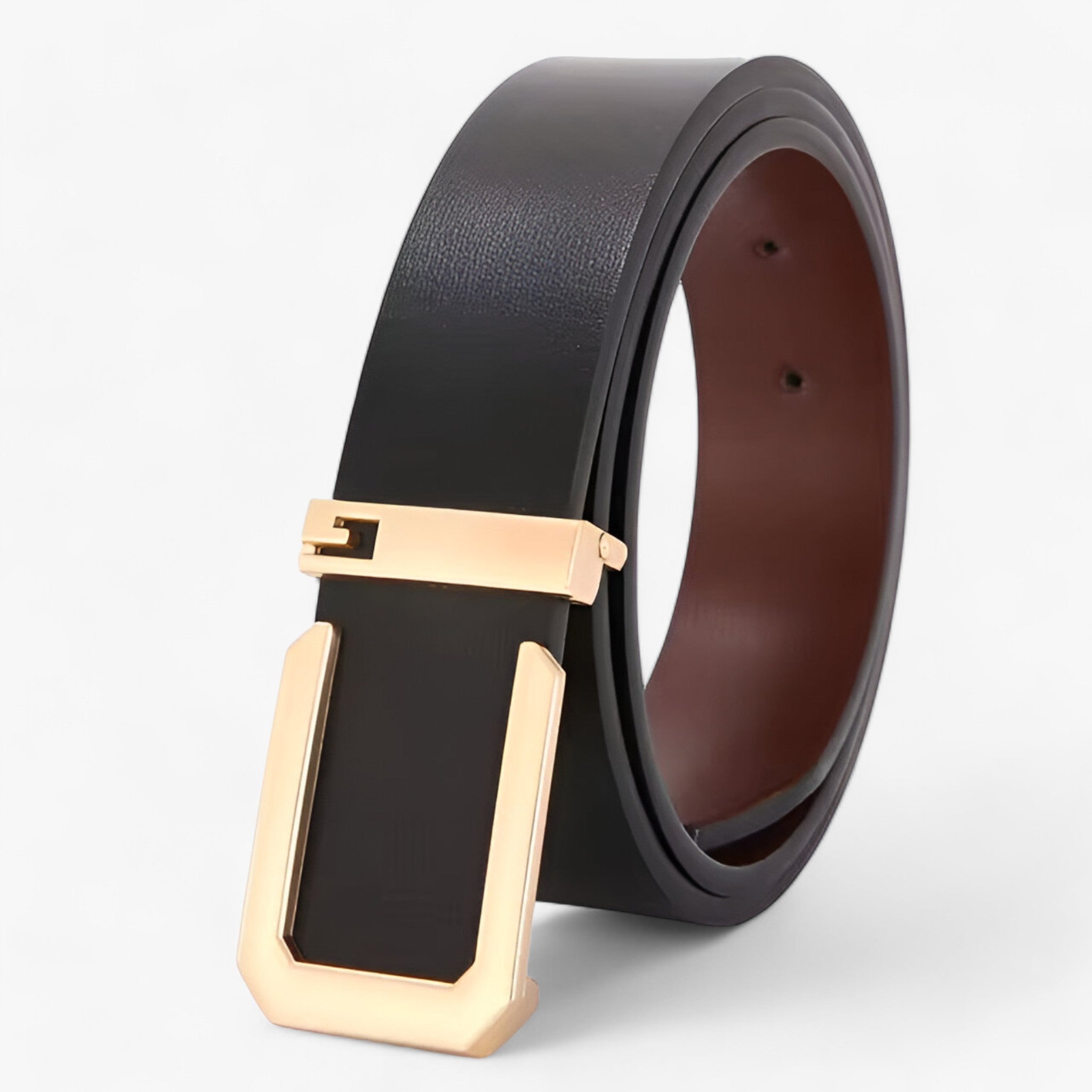 Cintura Uomo in Vera Pelle Nera - Lusso Artigianale per Stile Distinto - Oro - cintura cintura vera pelle stile vera women's belt - Concept Palermo