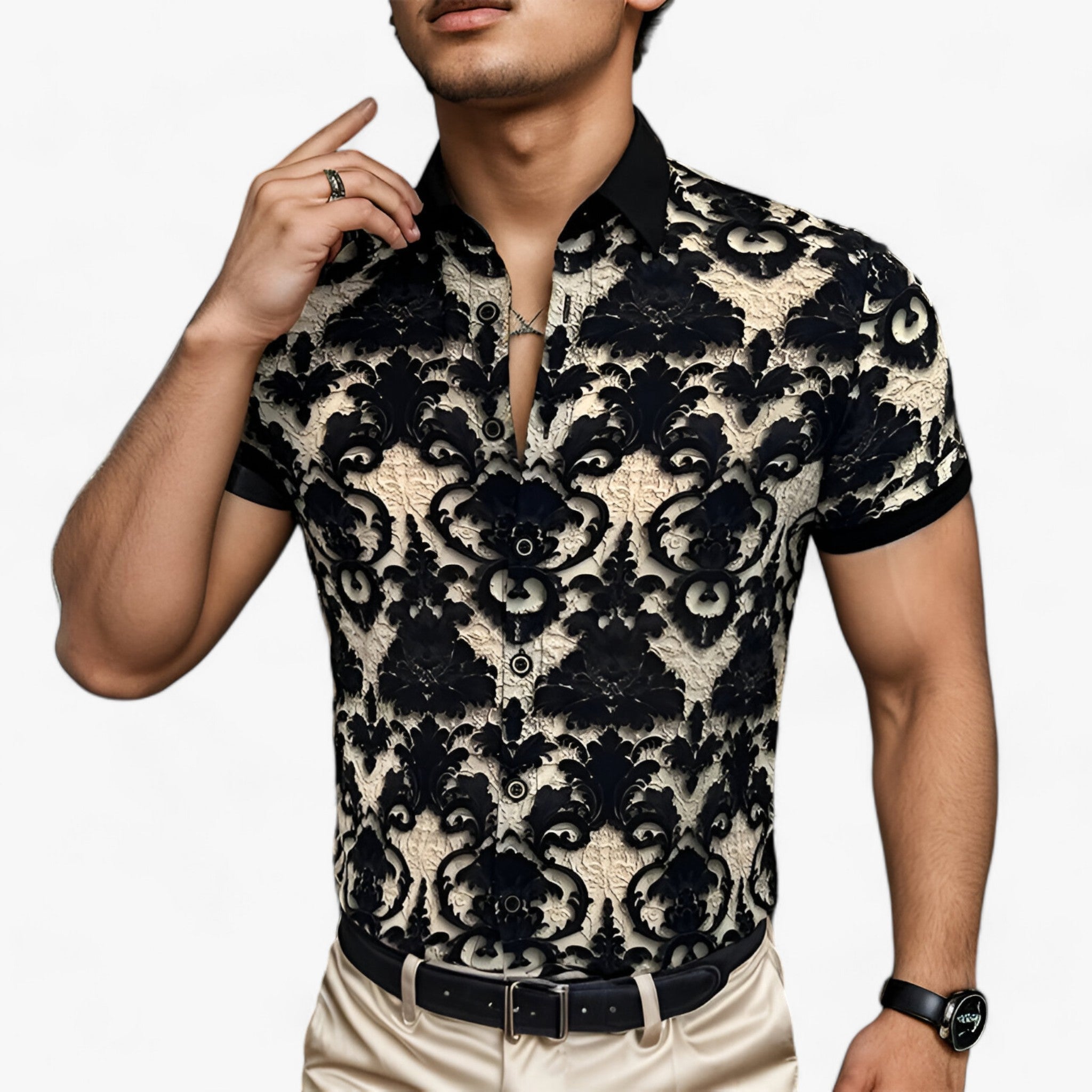 Camicia con colletto a strappo con stampa floreale 3D - Design moderno con comfort Uomo - - camicia camicia colletto colletto comfort cotton polo shirt design floreale men's polo shirt men's top clothes stampa - Concept Palermo