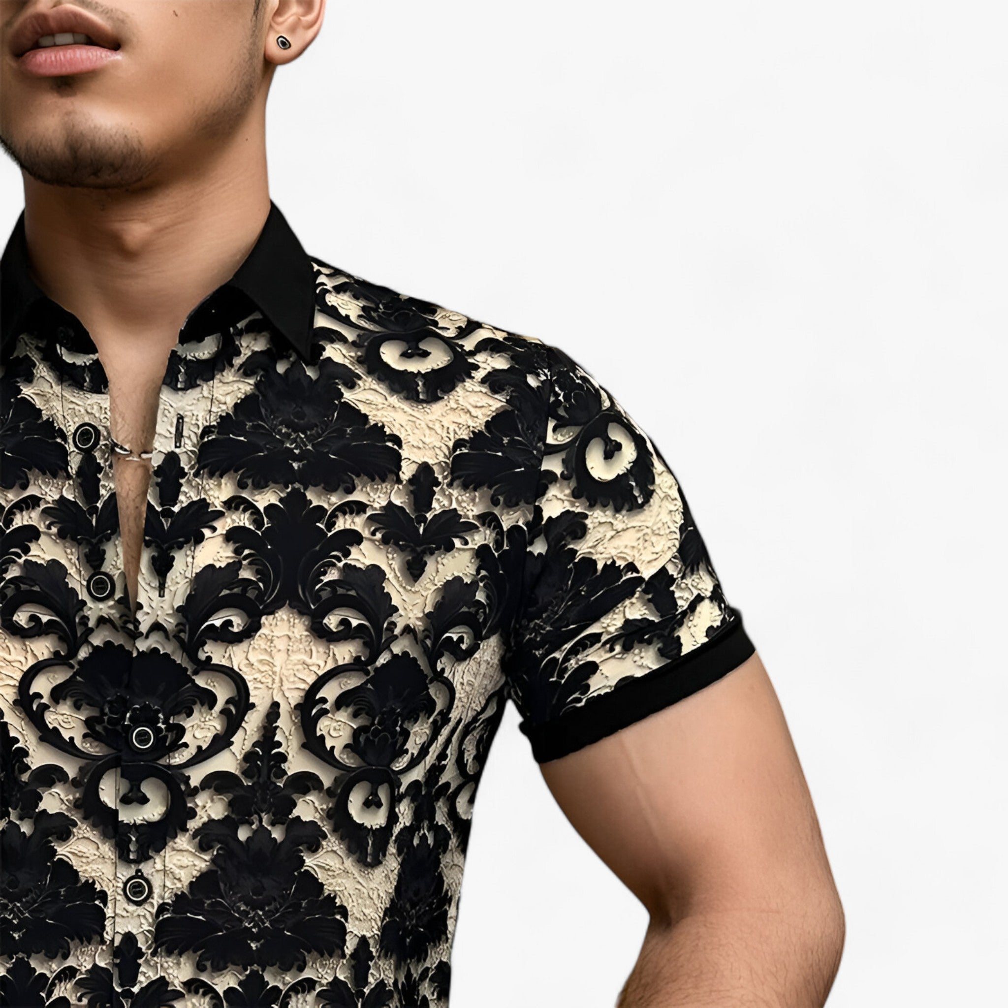 Camicia con colletto a strappo con stampa floreale 3D - Design moderno con comfort Uomo - - camicia camicia colletto colletto comfort cotton polo shirt design floreale men's polo shirt men's top clothes stampa - Concept Palermo