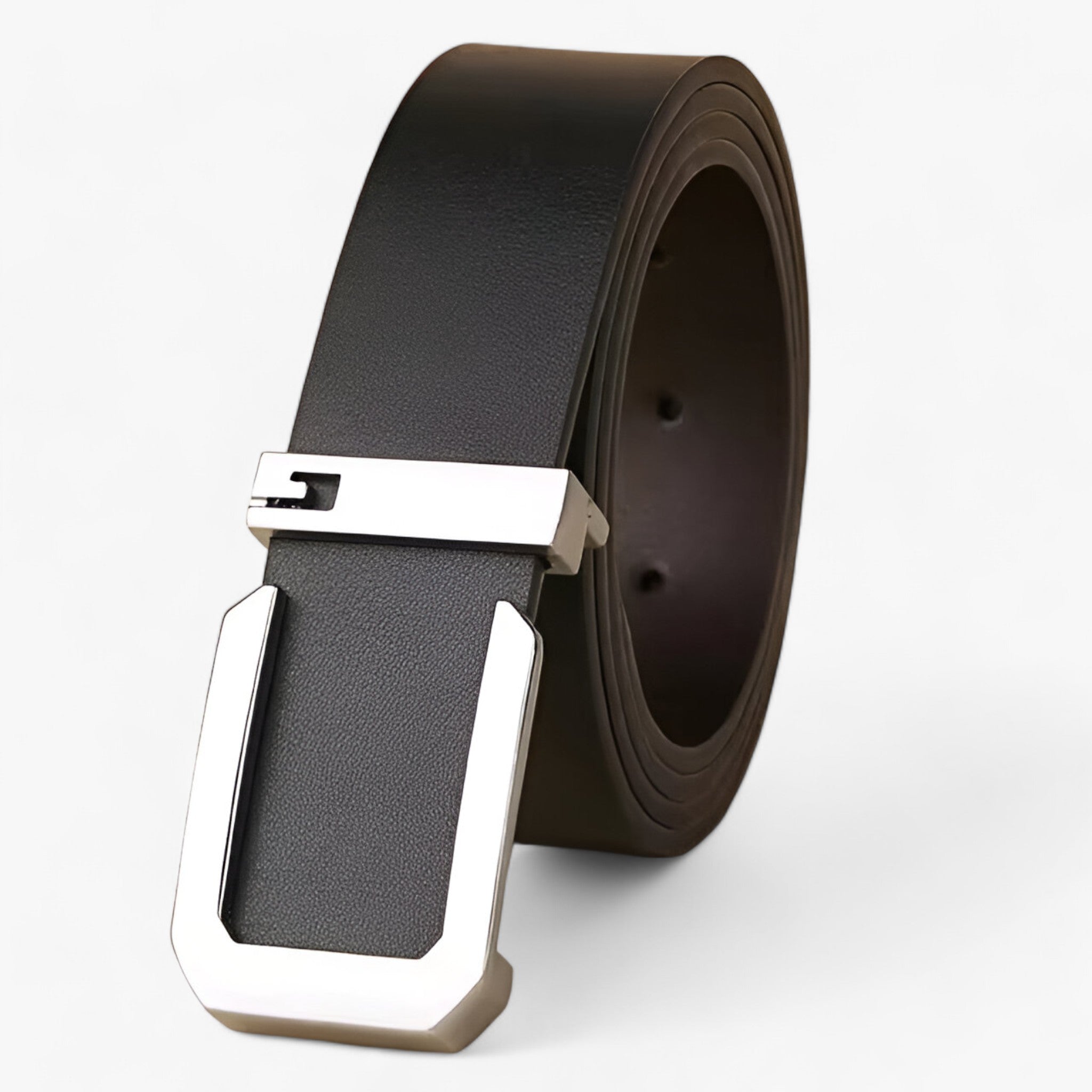 Cintura Uomo in Vera Pelle Nera - Lusso Artigianale per Stile Distinto - Argento - cintura cintura vera pelle stile vera women's belt - Concept Palermo