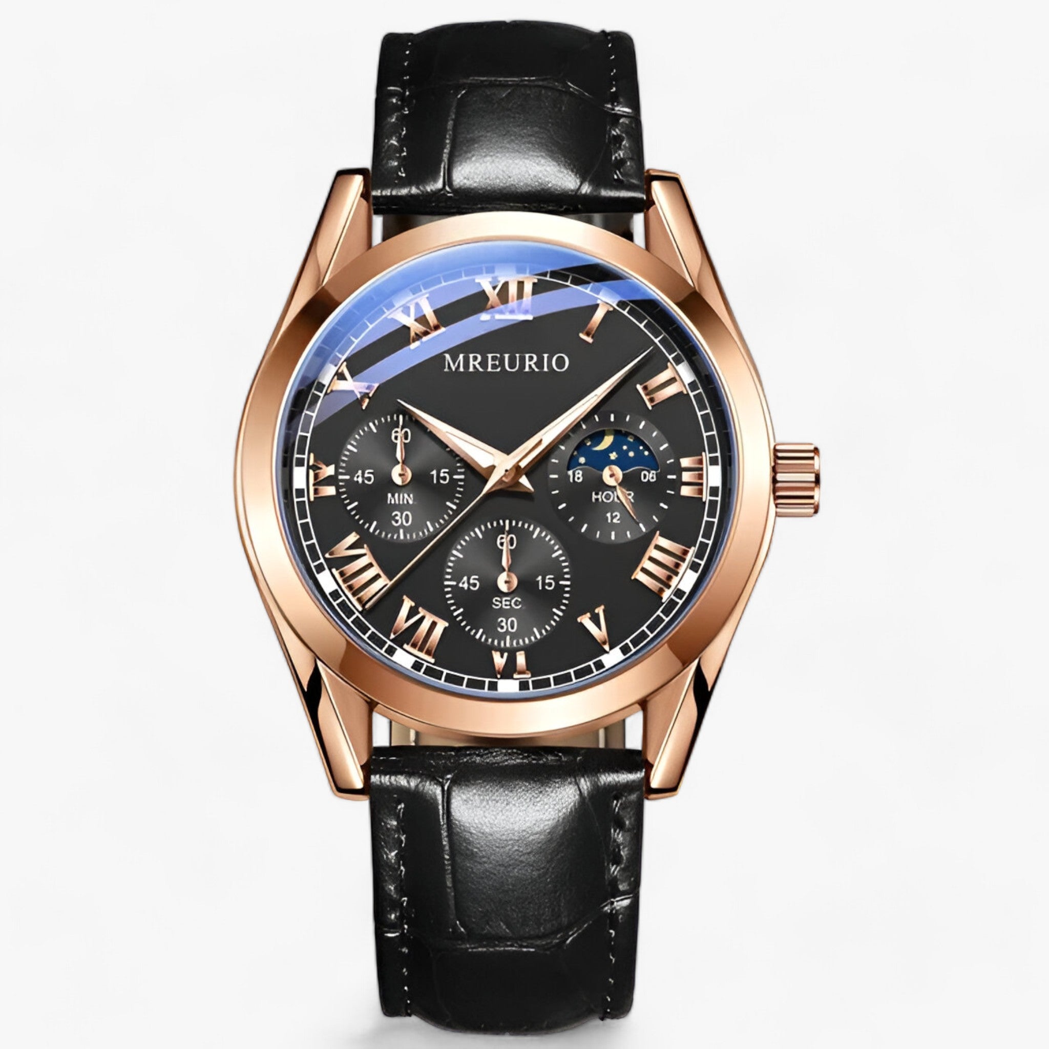 Orologio da uomo con meccanismo al quarzo - Orologio da business con cinturino in pelle di lusso - Nero - business cinturino meccanismo orologio orologio uomo pelle quarzo Smart Watches uomo watches WATCHES FOR MEN wistwatches - Concept Palermo