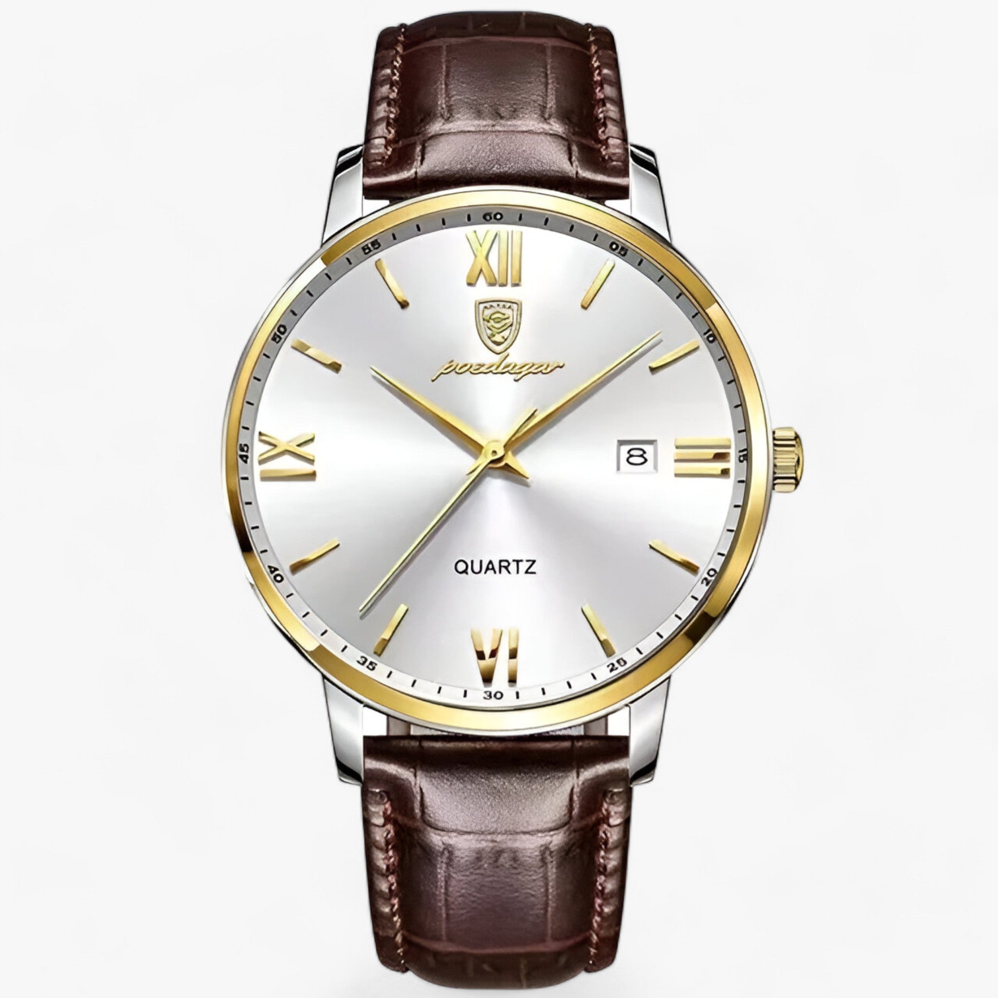 Orologio da Uomo al Quarzo - Orologio con Cinturino in Pelle - Oro Bianco - cinturino orologio orologio uomo pelle quarzo Smart Watches uomo watches WATCHES FOR MEN - Concept Palermo