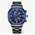 Reloj para hombre UR elegante de acero inoxidable plateado, resistente al agua 5ATM, cristal de zafiro