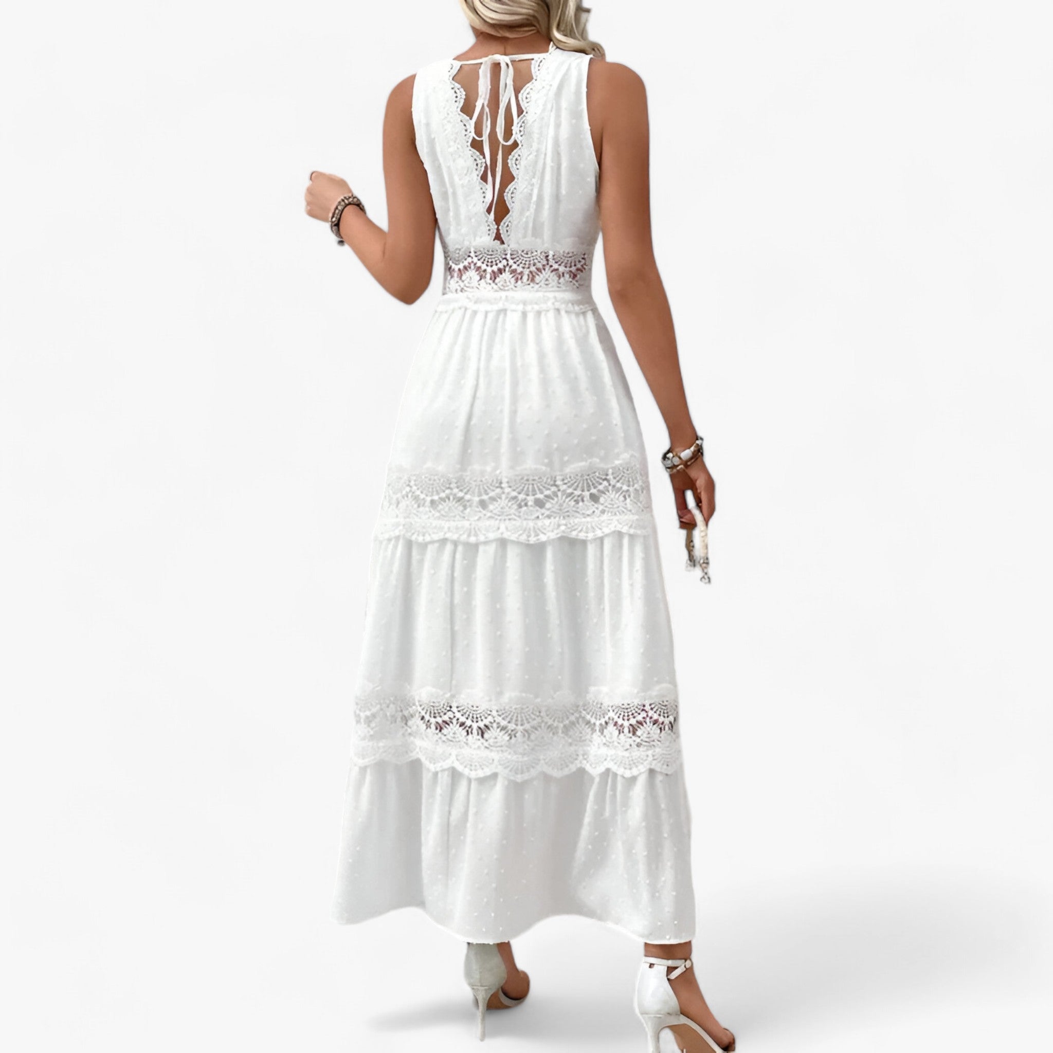 Abito Estivo Scollato a V - Lunghezza Lusinghiera con Dettagli Donna - - abito abito estivo dettagli donna dresses estivo lunghezza lusinghiera - Concept Palermo