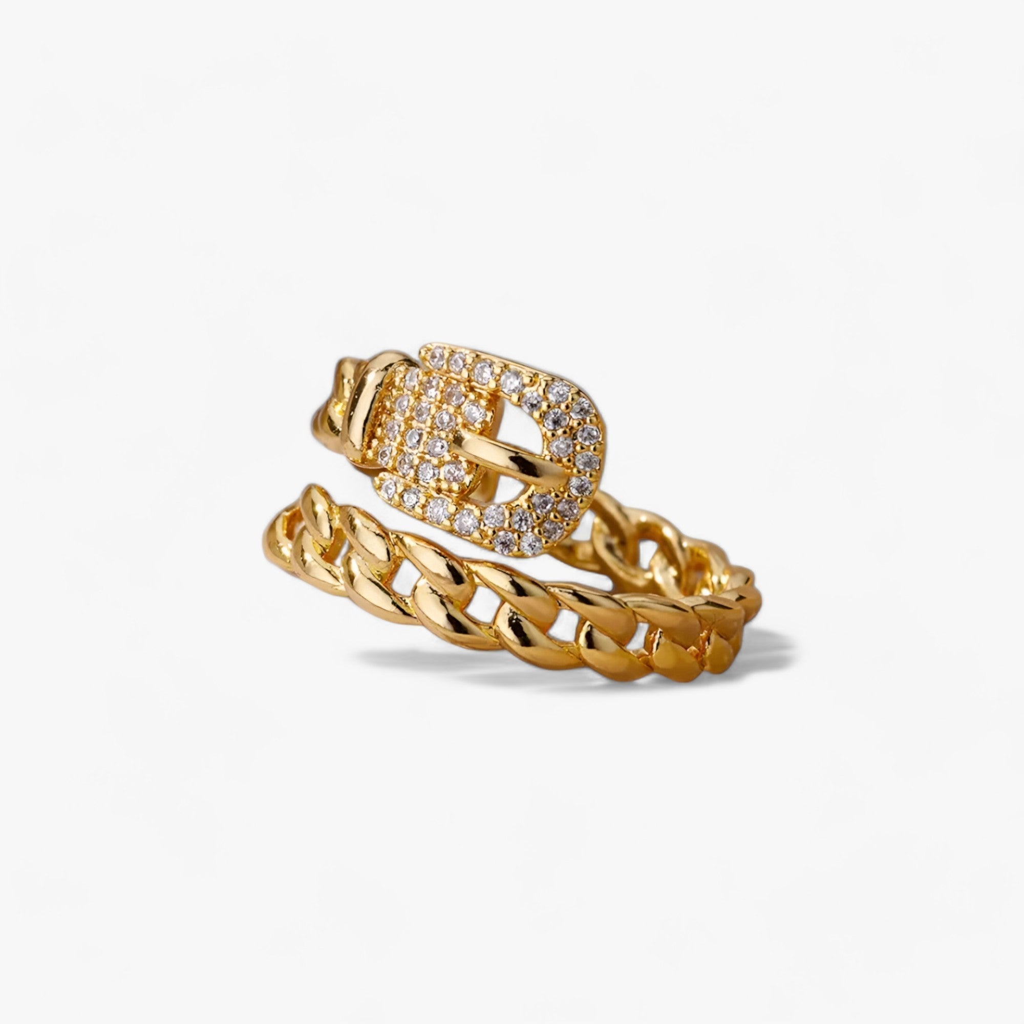 Anello a cintura di zirconio - stiloso - - anello anello cintura cintura Copper Cute/Romantic fashion Fashion jewelry Gold Color Adjustable Punk wide ring for women HPTOTMG jewelry LOCK Mainland China Metal party Pave Setting Rings Stainless Steel stiloso Wedding Bands Women Zhejiang zirconio - Concept Palermo