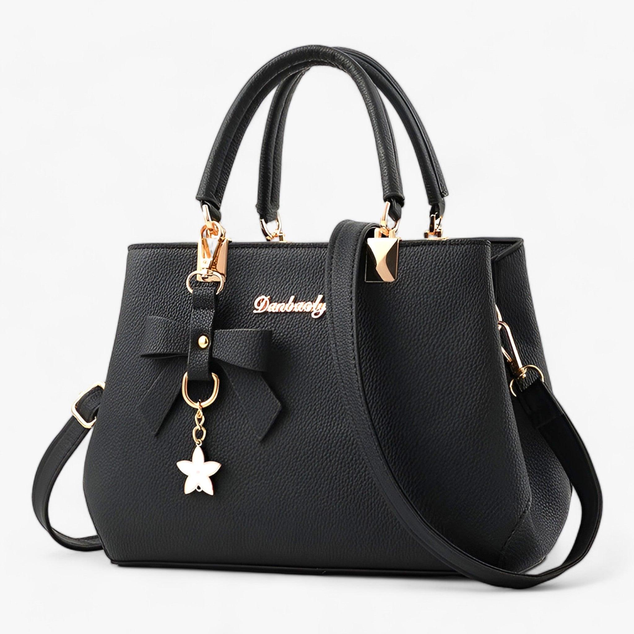 Borsa a Tracolla Donna Piccola Nera in Vera Pelle Italiana, Chiusura Magnetica Elegante - Nero 28cmx11cmx19cm - bags borsa borsa tracolla carriera donne quotidiano tracolla woman women women bag women bags Womens - Concept Palermo