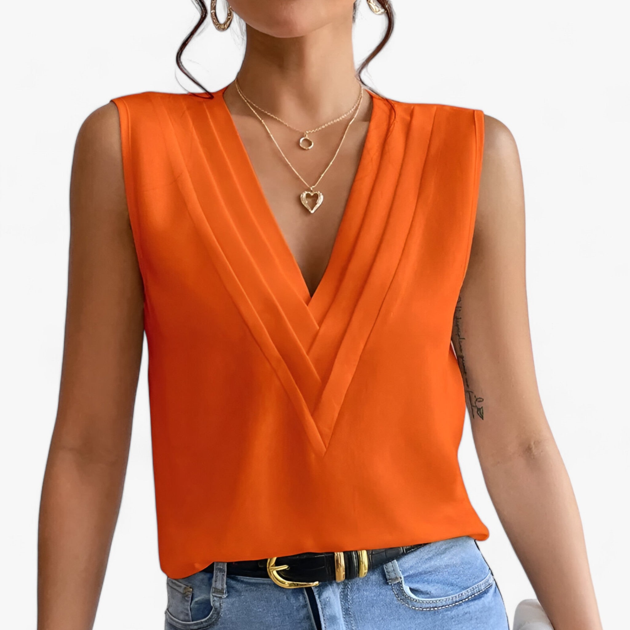 Camicetta senza maniche - Per uno stile comodo e casual Donna - Arancione - camicetta camicetta maniche casual donna maniche stile Top woman Tops women women's top clothes - Concept Palermo