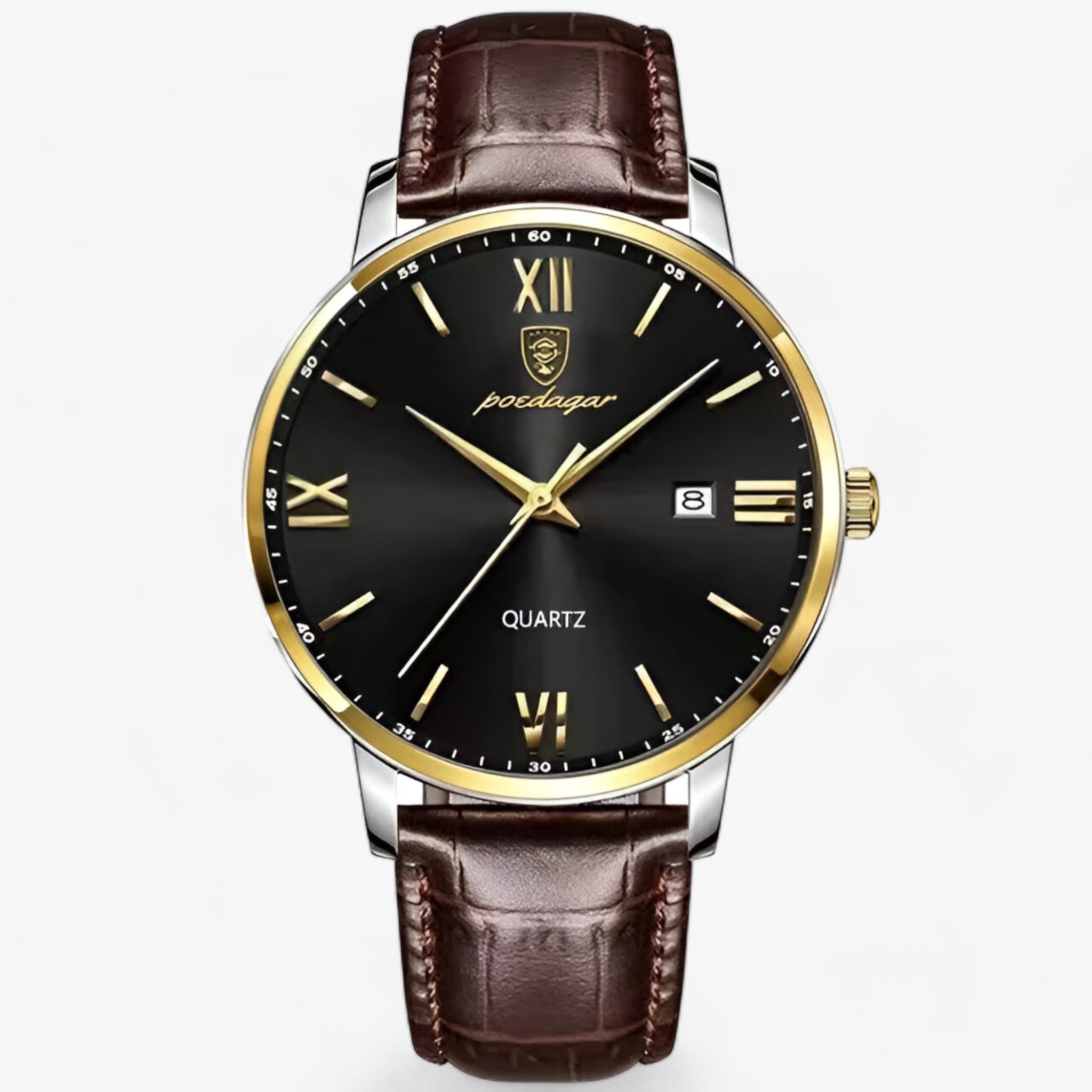 Orologio da Uomo al Quarzo - Orologio con Cinturino in Pelle - Oro Nero - cinturino orologio orologio uomo pelle quarzo Smart Watches uomo watches WATCHES FOR MEN - Concept Palermo