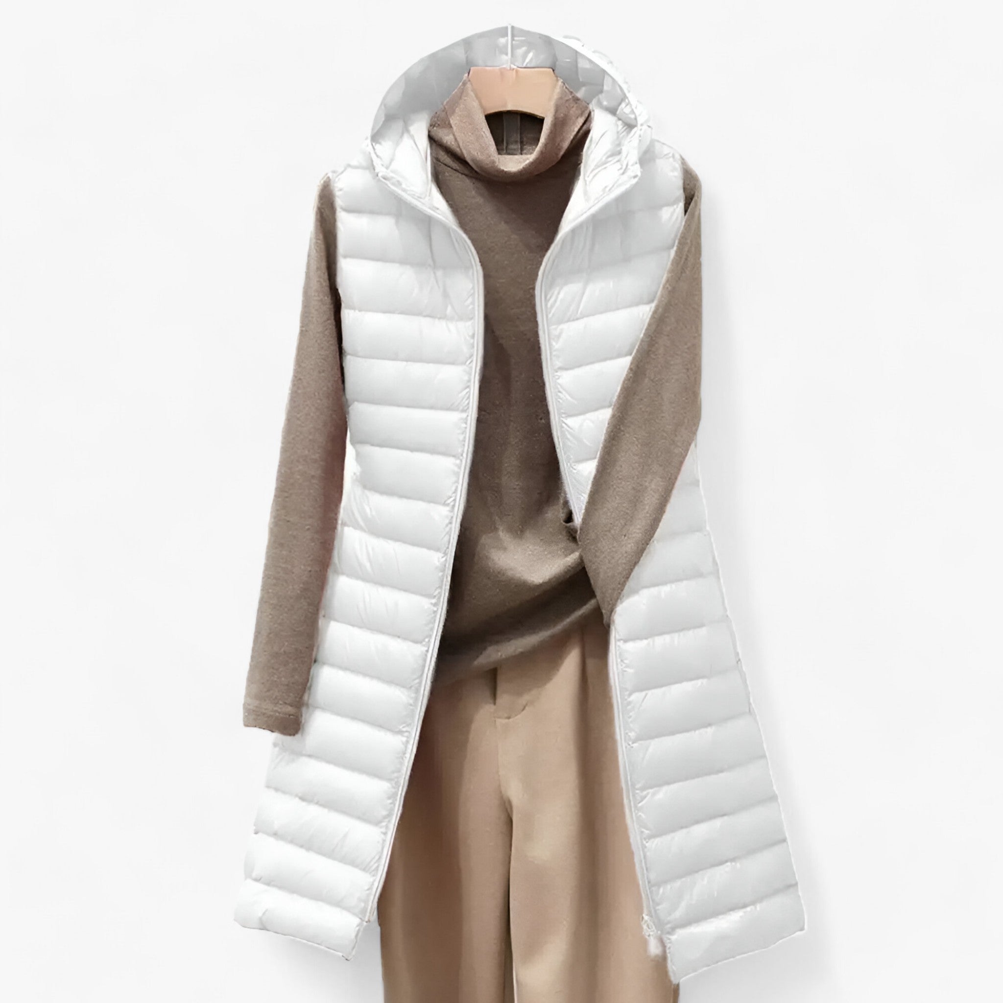 Gilet Mantel per Donne - Accogliente Giacca Calda di Mezza Lunghezza - Bianco - accogliente calda donne giacca gilet gilet mantel lunghezza mantel women - Concept Palermo