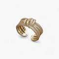 Anillo de circonia chapado en oro 14K con diseño abierto a la moda Mujer