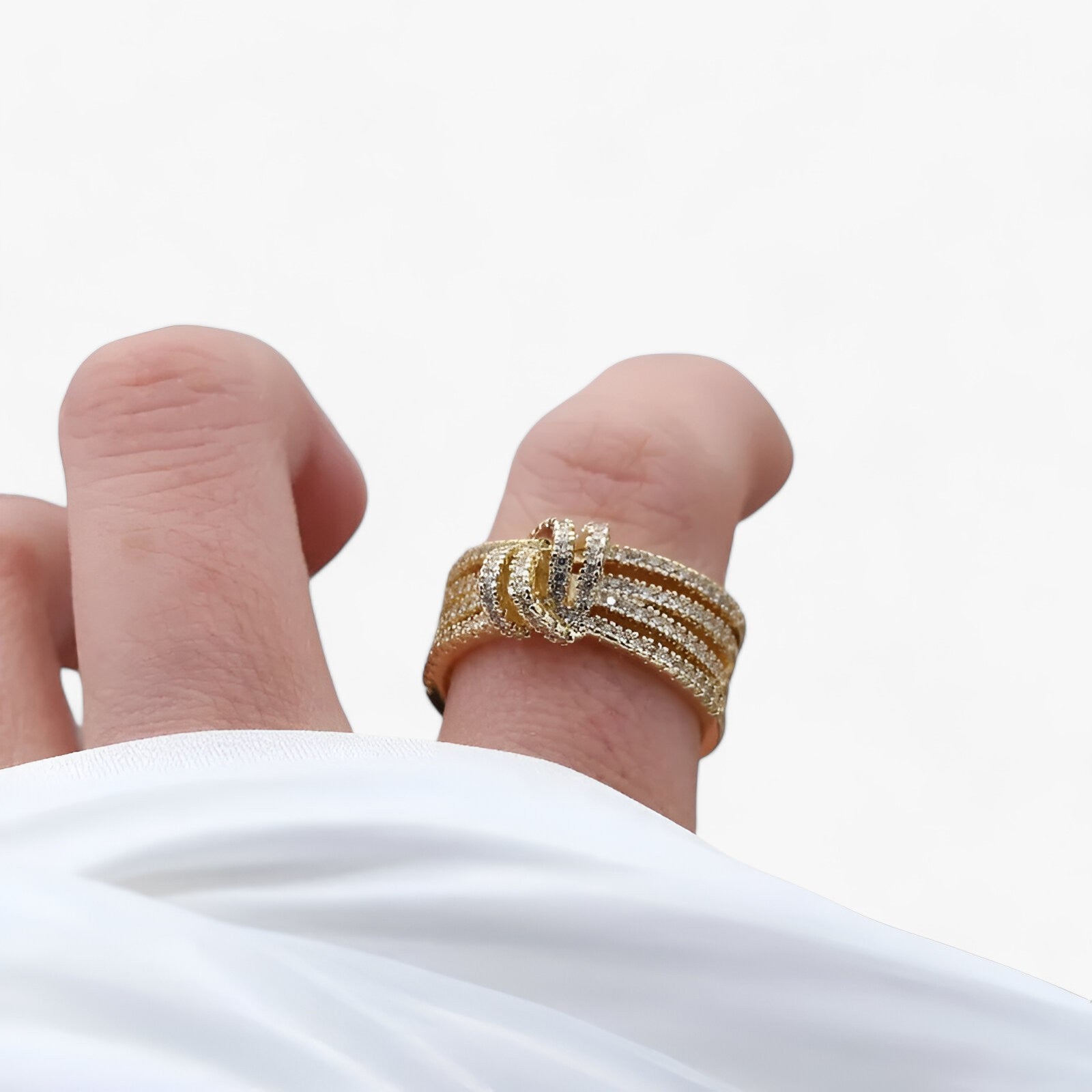 Anello in zirconia 14K placcato oro in design aperto alla moda Donna - - alla anello anello zirconia aperto Brass CROSS cubic zirconia design donna fashion jewelry Mainland China moda Mood Tracker party Pave Setting Rings Three branches TRENDY Wedding Bands Women Zhejiang - Concept Palermo