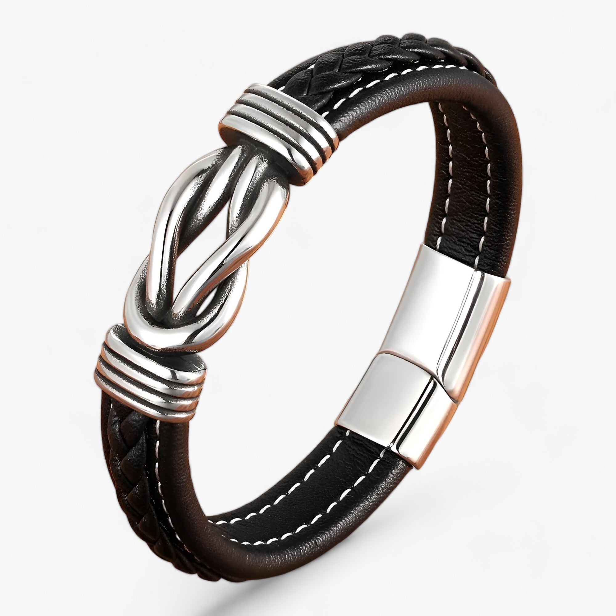 Bracciale in vera pelle - Eleganza e robustezza combinati - Nero - armband bracciale bracciale vera bracelet for men combinati eleganza jewelry men bracelet pelle robustezza vera - Concept Palermo