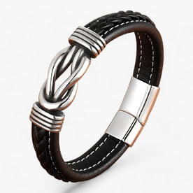 Bracciale Uomo in Vera Pelle Nera, Chiusura Magnetica Robusta ed Elegante - Nero - armband bracciale bracciale vera bracelet for men combinati eleganza jewelry Linen men bracelet pelle robustezza Unisex vera - Concept Palermo