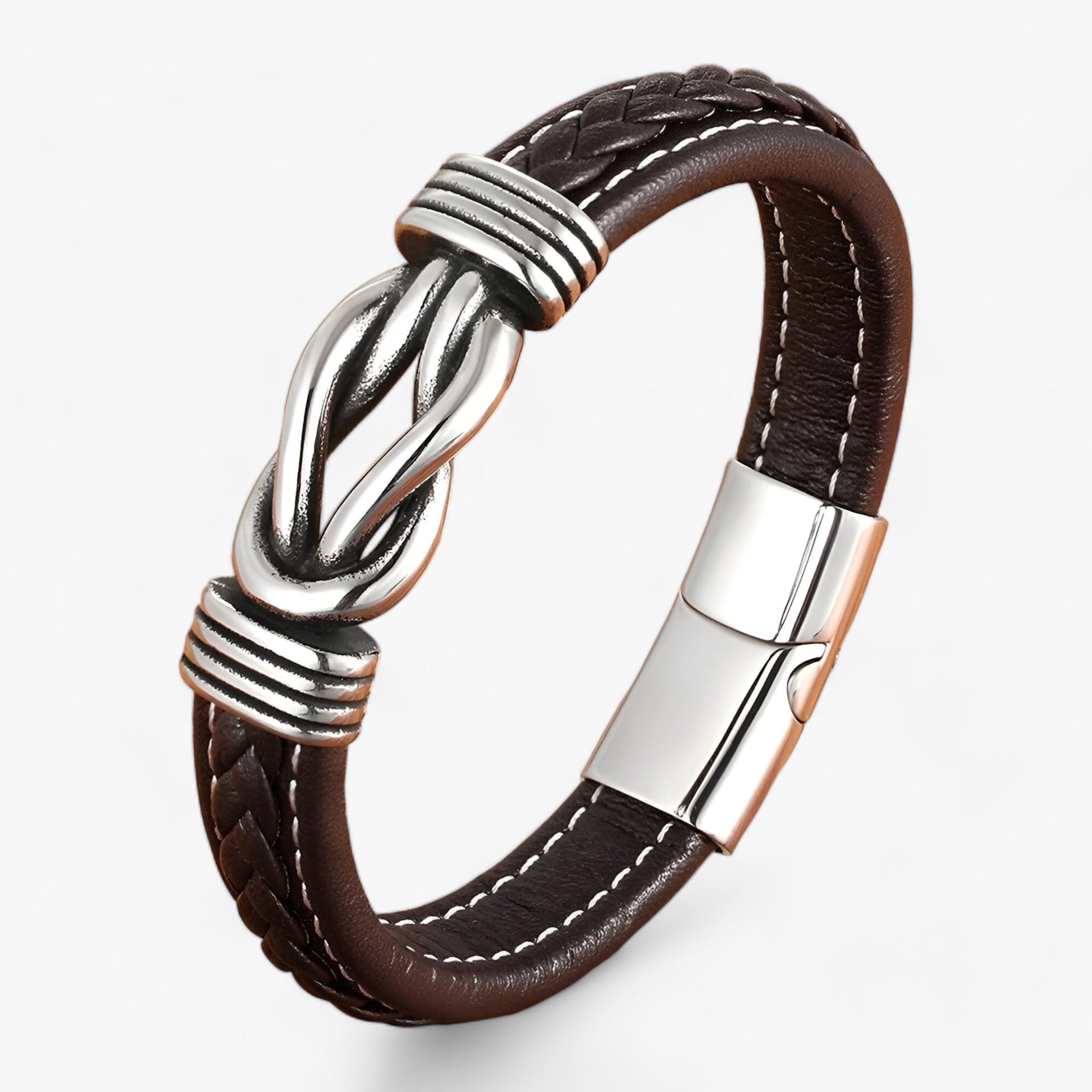 Bracciale in vera pelle - Eleganza e robustezza combinati - Caffè - armband bracciale bracciale vera bracelet for men combinati eleganza jewelry men bracelet pelle robustezza vera - Concept Palermo