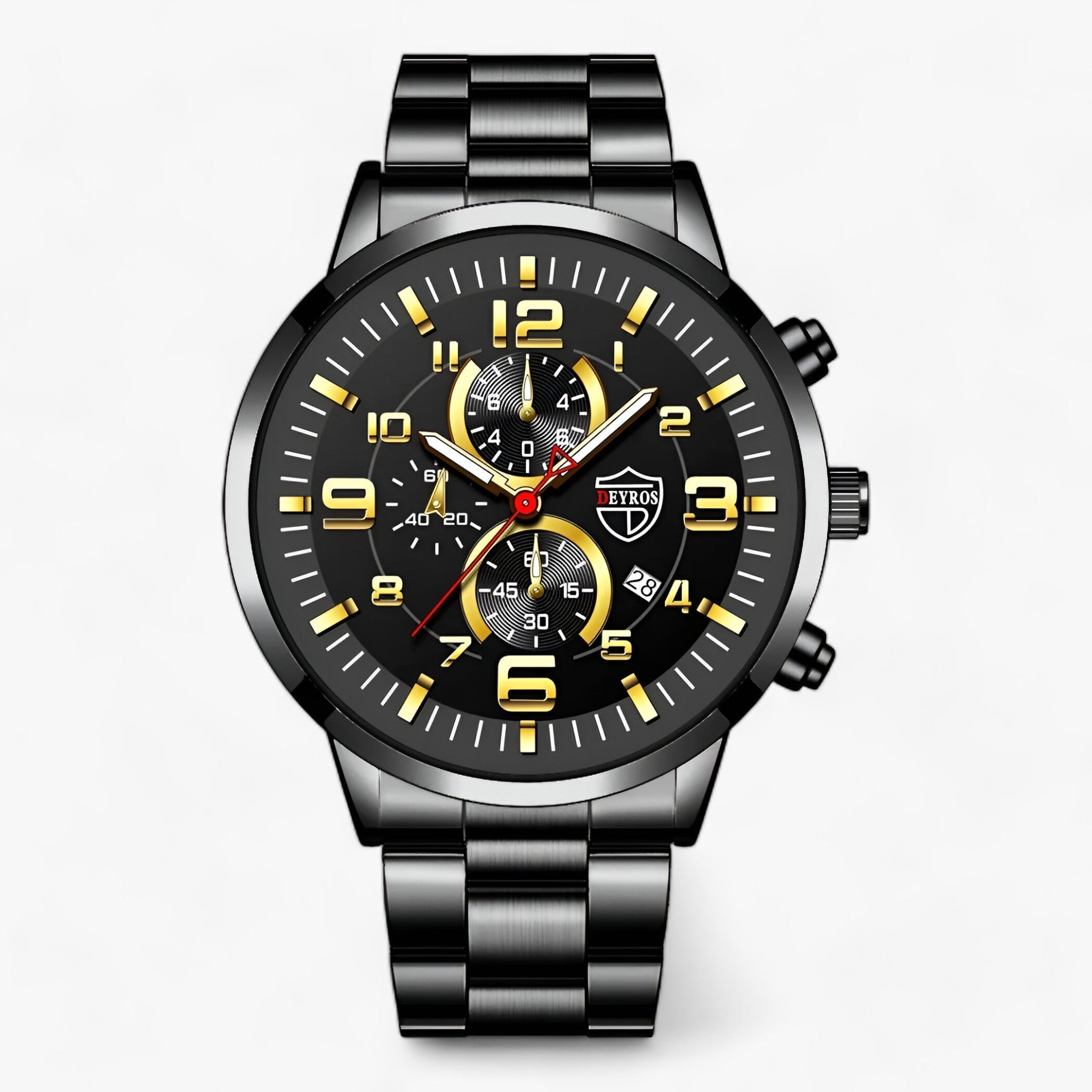 Orologio Uomo UR Elegante Argento Acciaio Inox, Impermeabile 5ATM, Vetro Zaffiro - Nero Oro - acciaio combinazione funzionalità men stile uomo watches - Concept Palermo