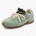 Zapatillas clásicas de piel auténtica con encanto retro para mujer