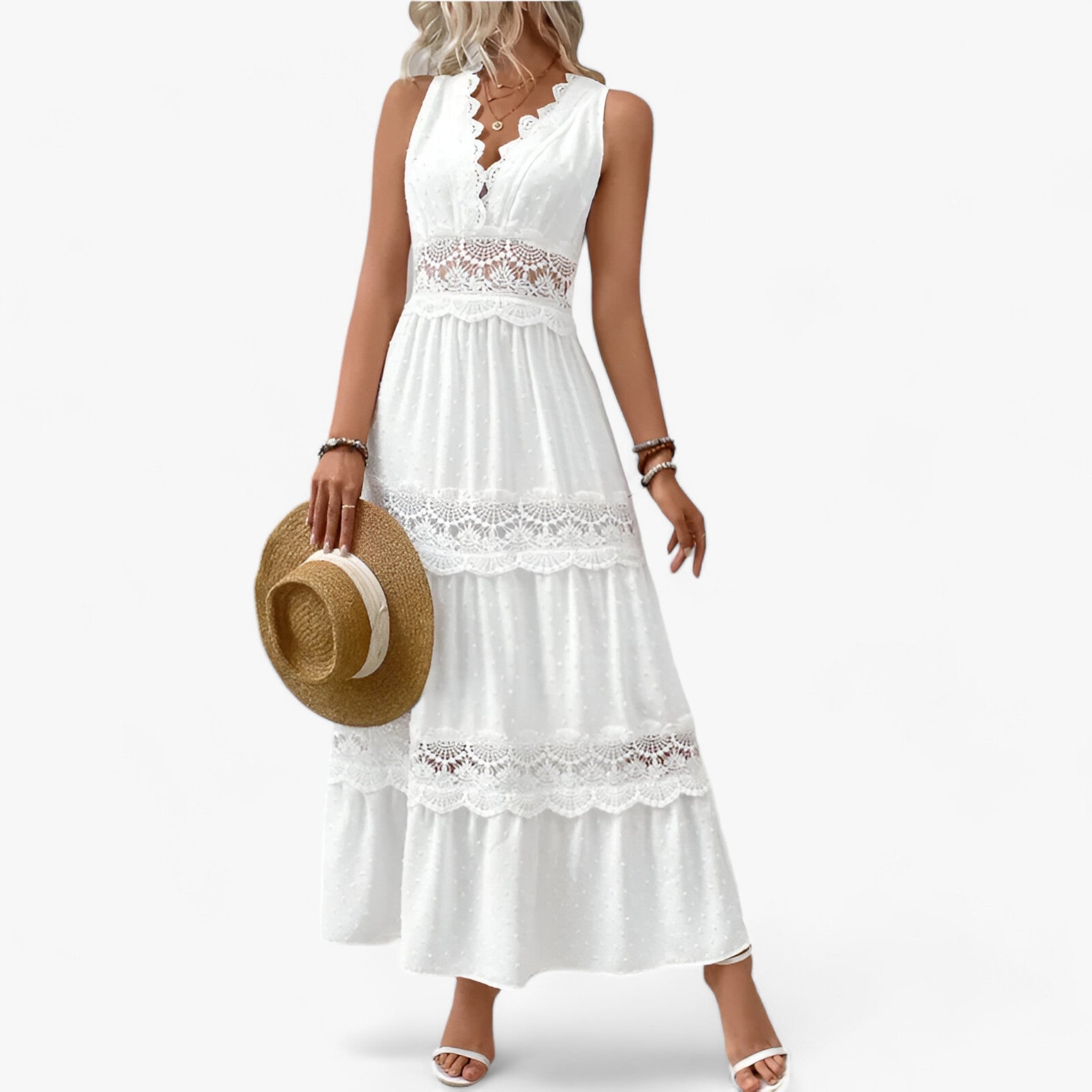 Abito Estivo Scollato a V - Lunghezza Lusinghiera con Dettagli Donna - - abito abito estivo dettagli donna dresses estivo lunghezza lusinghiera - Concept Palermo