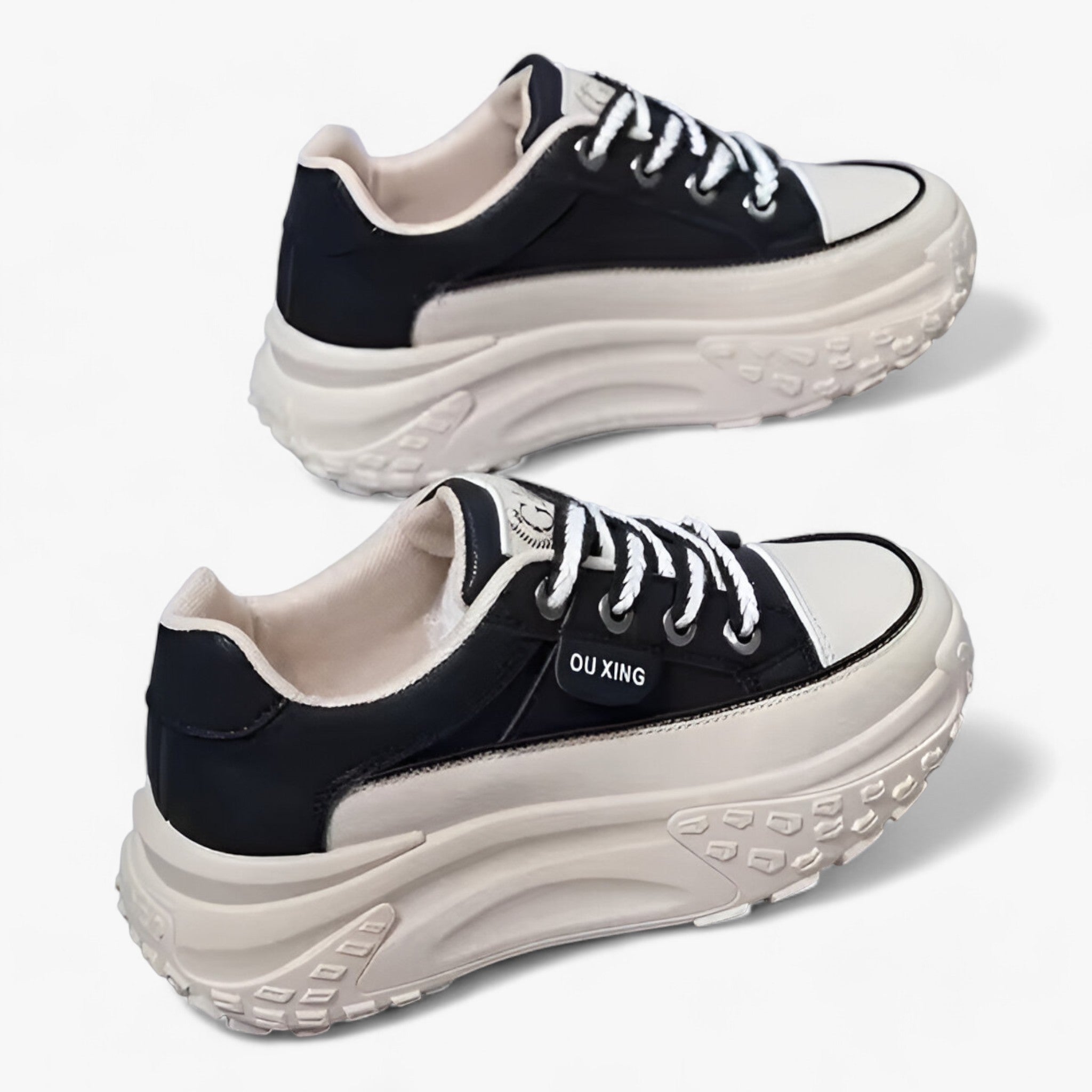 Sneakers Retro con Piattaforma - Eleganza Versatile per uno Stile Unico Donna - Nero - donna eleganza piattaforma retro shoes Shoes women sneakers sneakers retro stile - Concept Palermo