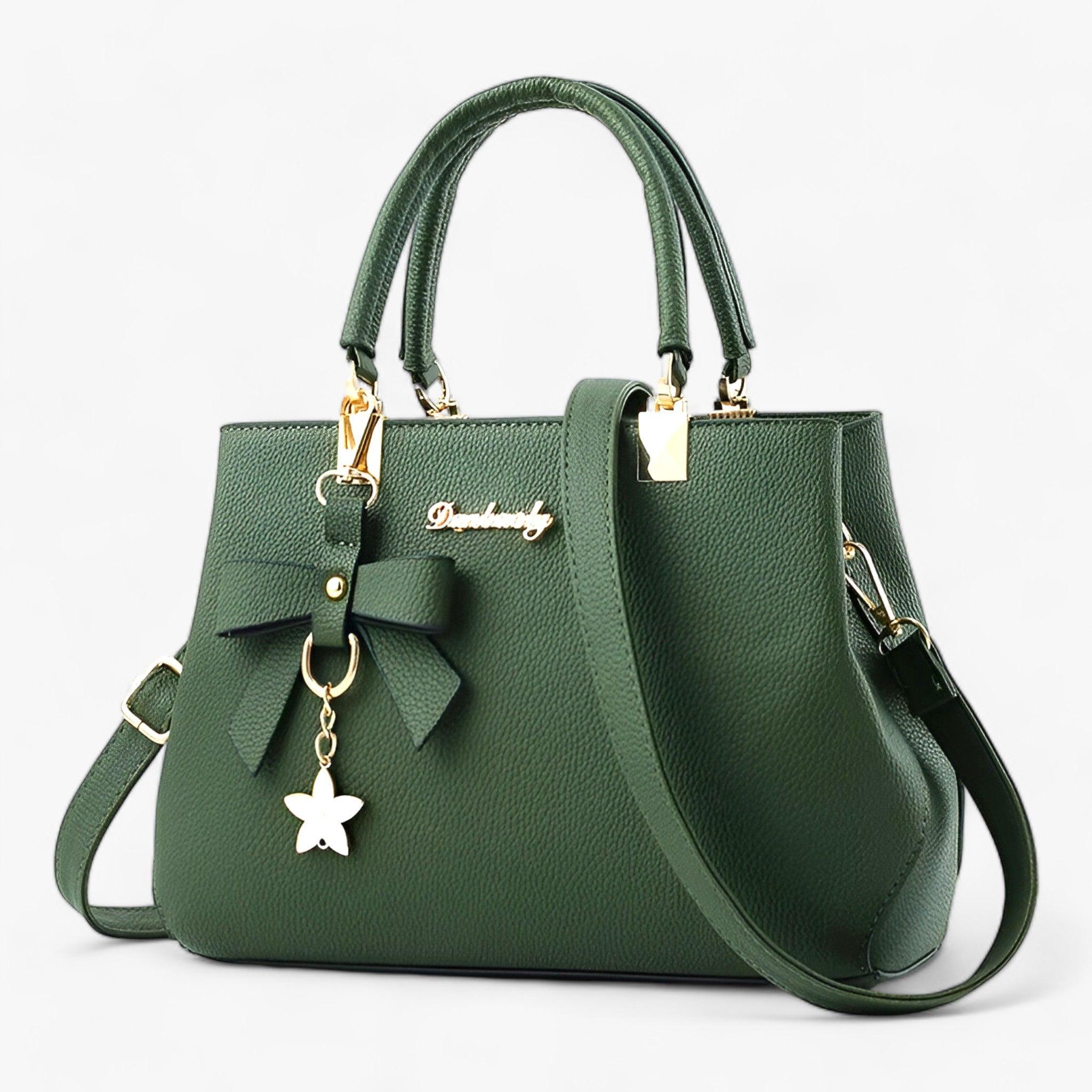 Borsa a Tracolla Donna Piccola Nera in Vera Pelle Italiana, Chiusura Magnetica Elegante - Verde militare 28cmx11cmx19cm - bags borsa borsa tracolla carriera donne quotidiano tracolla woman women women bag women bags Womens - Concept Palermo