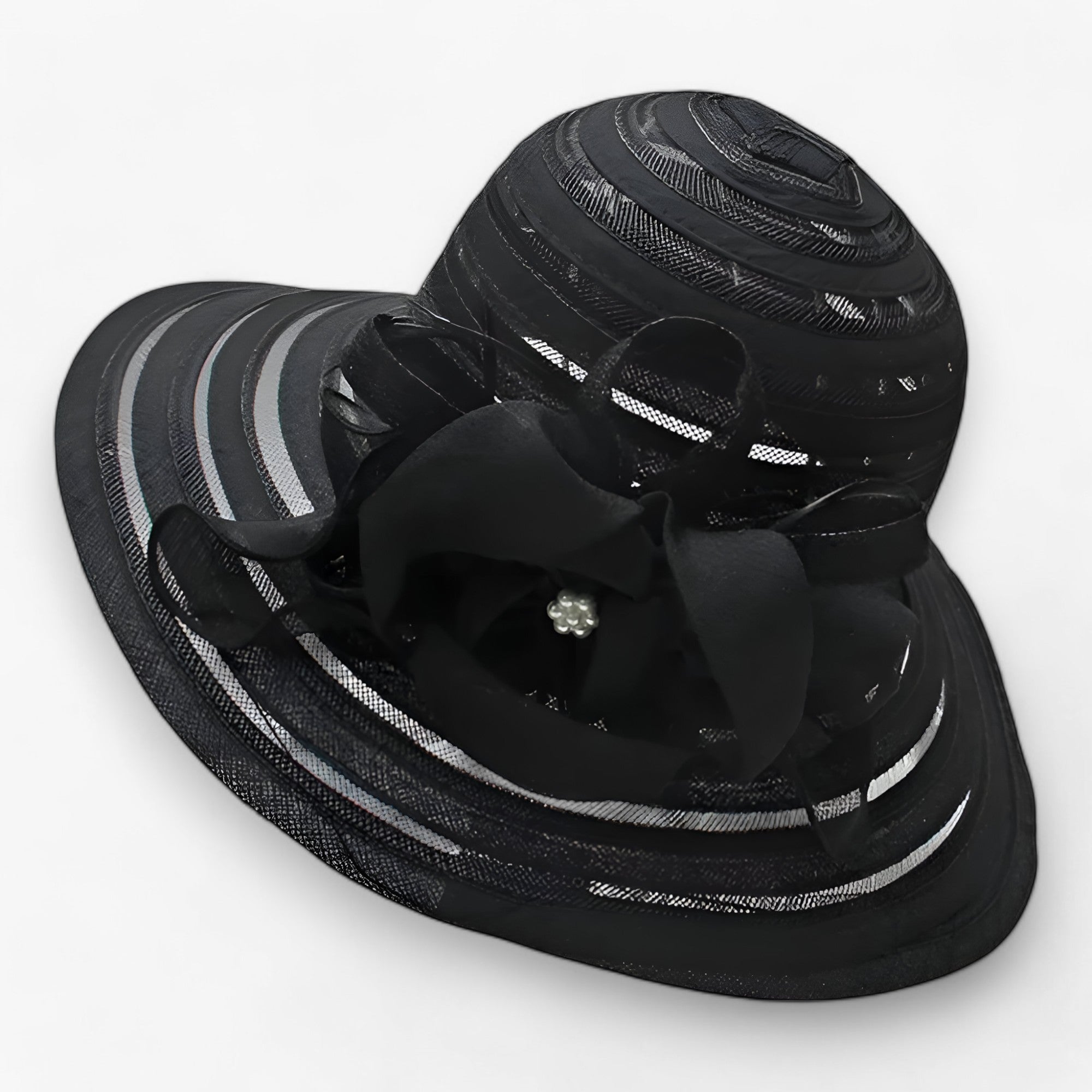 Cappello da sole in organza da donna - protezione solare - Nero M56-58cm - cappello cappello sole donna hat organza protezione solare sole Spring and Summer summer Sun Hats white WOMEN women's hat womens fashion - Concept Palermo