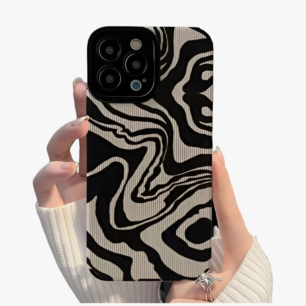 Custodia per iPhone con strisce zebrate stilose e motivo a onde Donna - - Animal Anti-Scratch APPLE CARTOON custodia custodia iphone donna Dustproof Full Coverage gadgets Geometric iphone Mainland China motivo Non-Slip onde Pictorial stilose - Concept Palermo
