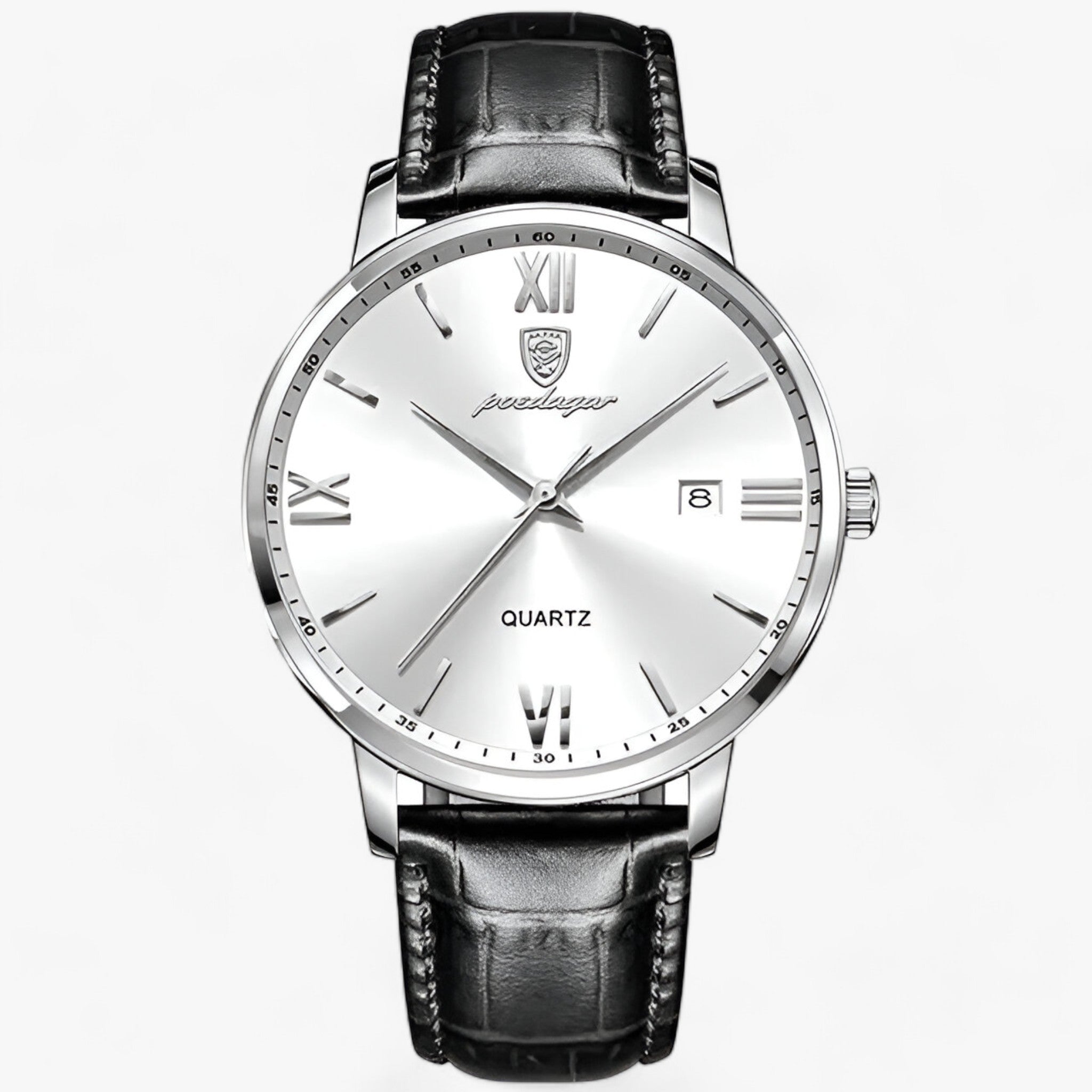 Orologio da Uomo al Quarzo - Orologio con Cinturino in Pelle - Argento Bianco - cinturino orologio orologio uomo pelle quarzo Smart Watches uomo watches WATCHES FOR MEN - Concept Palermo