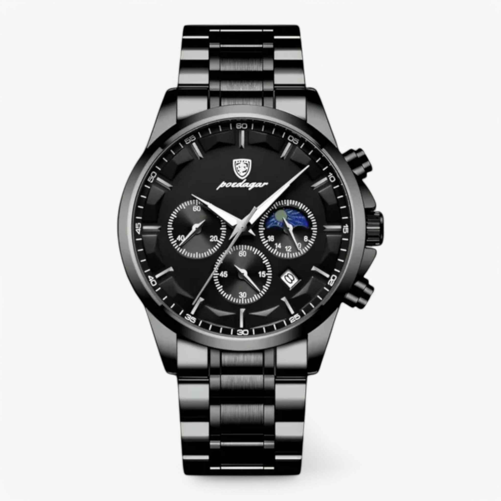 Orologio da Uomo di Lusso Quartz Nero, Cinturino in Vera Pelle Sottile & Elegante - Qualità Premium