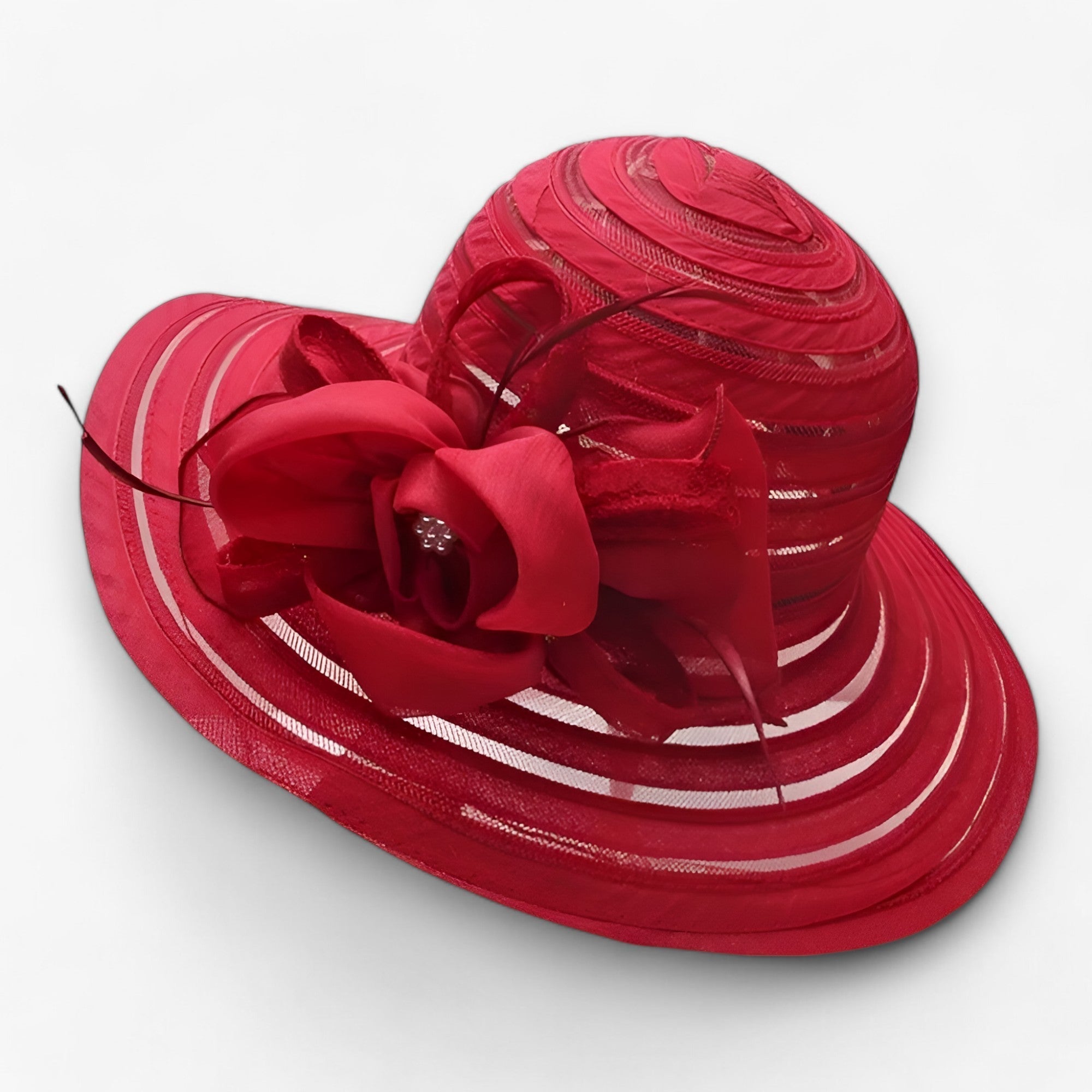 Cappello da sole in organza da donna - protezione solare - Rosso M56-58cm - cappello cappello sole donna hat organza protezione solare sole Spring and Summer summer Sun Hats white WOMEN women's hat womens fashion - Concept Palermo