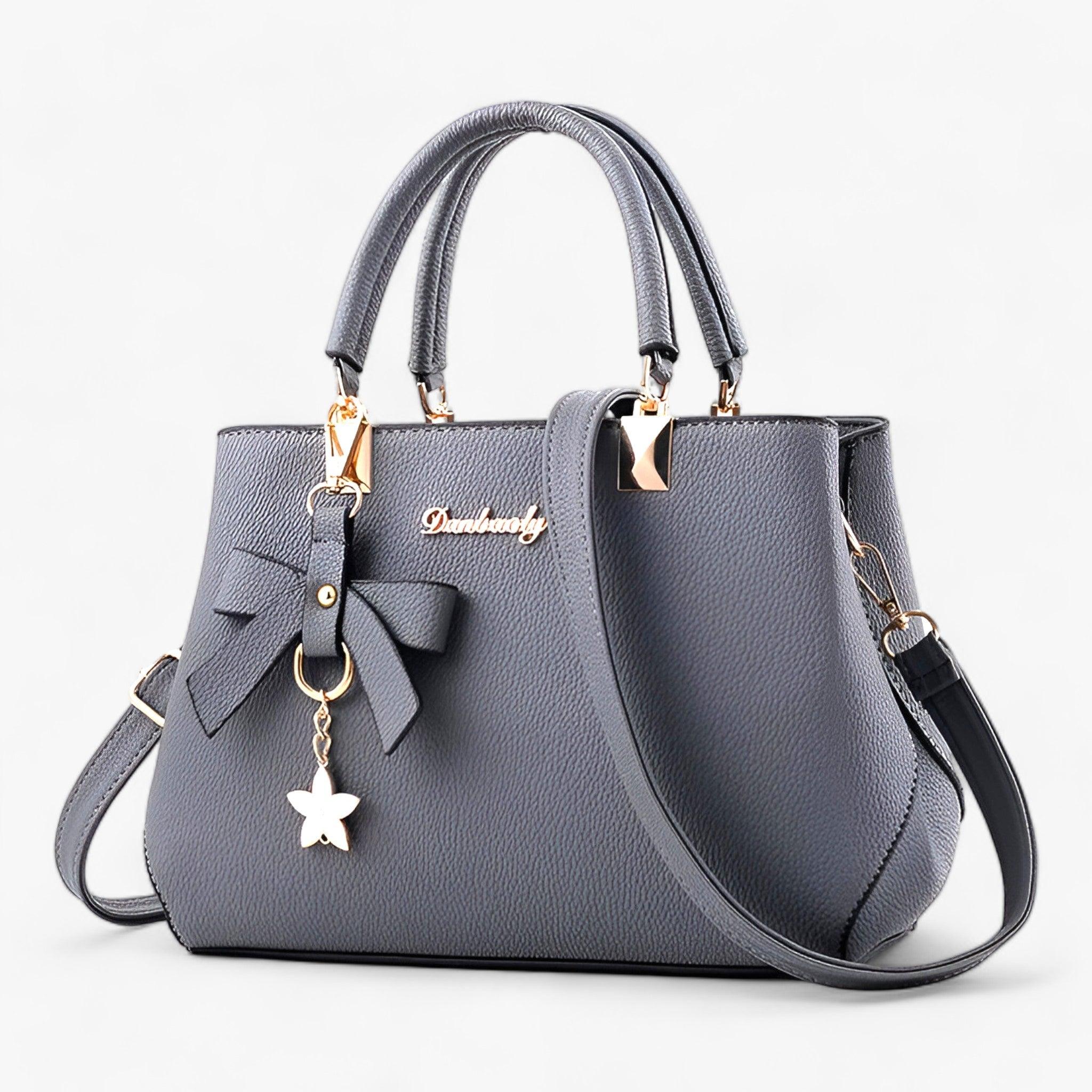 Borsa a Tracolla Donna Piccola Nera in Vera Pelle Italiana, Chiusura Magnetica Elegante - Grigio 28cmx11cmx19cm - bags borsa borsa tracolla carriera donne quotidiano tracolla woman women women bag women bags Womens - Concept Palermo