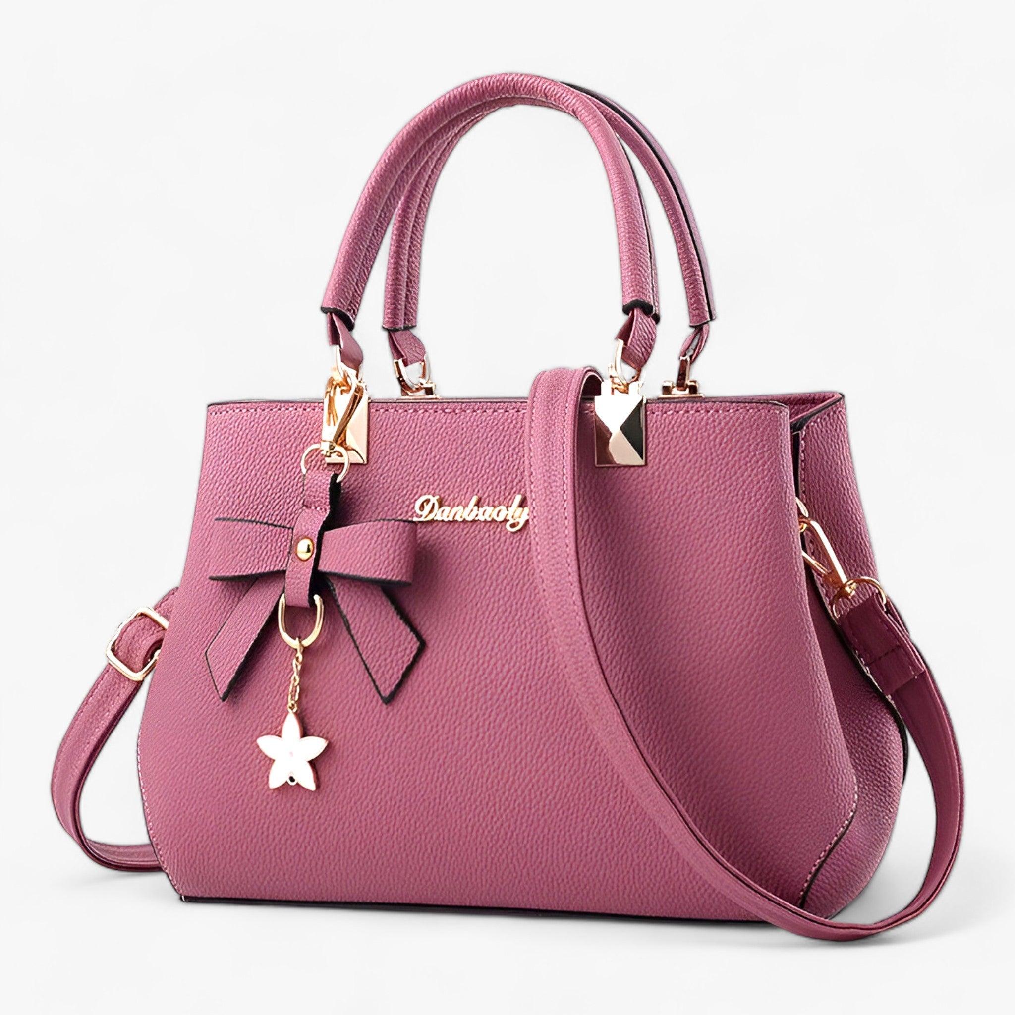 Borsa a Tracolla Donna Piccola Nera in Vera Pelle Italiana, Chiusura Magnetica Elegante - Rosa scuro 28cmx11cmx19cm - bags borsa borsa tracolla carriera donne quotidiano tracolla woman women women bag women bags Womens - Concept Palermo