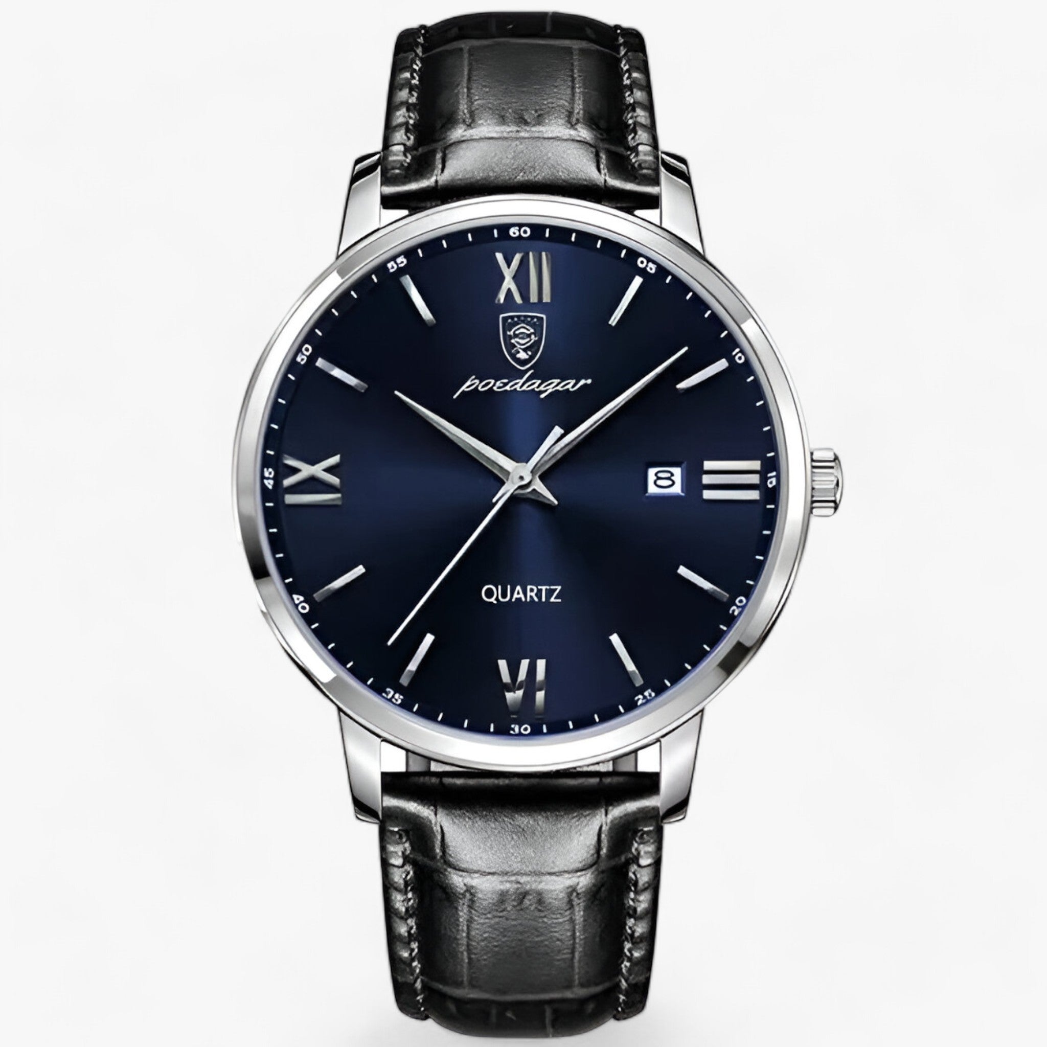 Orologio da Uomo al Quarzo - Orologio con Cinturino in Pelle - Argento Blu - cinturino orologio orologio uomo pelle quarzo Smart Watches uomo watches WATCHES FOR MEN - Concept Palermo
