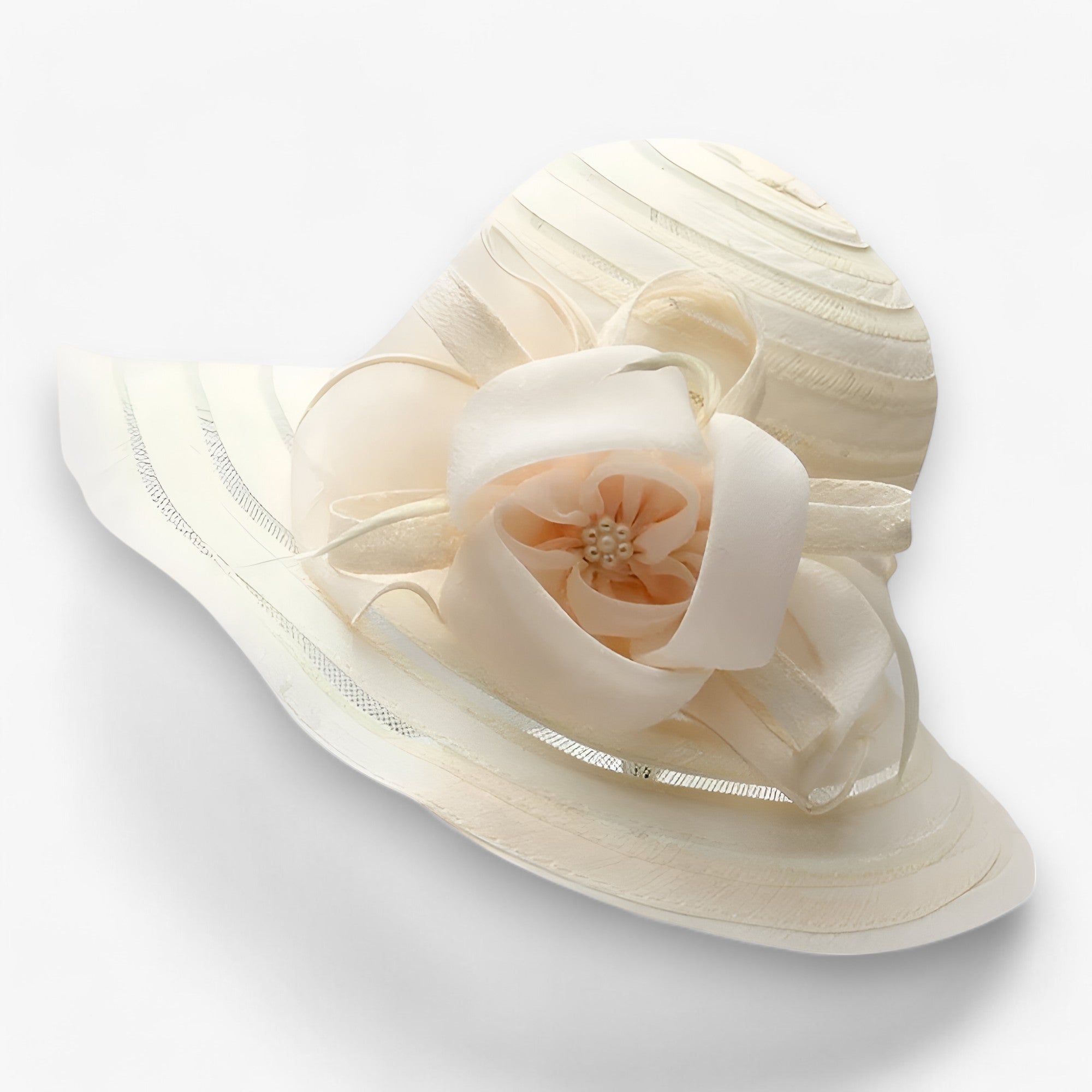 Cappello da sole in organza da donna - protezione solare - Crema M56-58cm - cappello cappello sole donna hat organza protezione solare sole Spring and Summer summer Sun Hats white WOMEN women's hat womens fashion - Concept Palermo