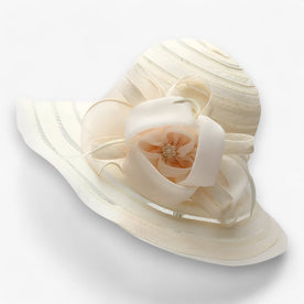 Cappello da Sole Donna Elegante in Organza, Tesa Larga Anti-UV - Crema M56-58cm - cappello cappello sole donna hat Linen organza protezione solare sole Spring and Summer Spring Summer summer Sun Hats white WOMEN women's hat womens fashion - Concept Palermo