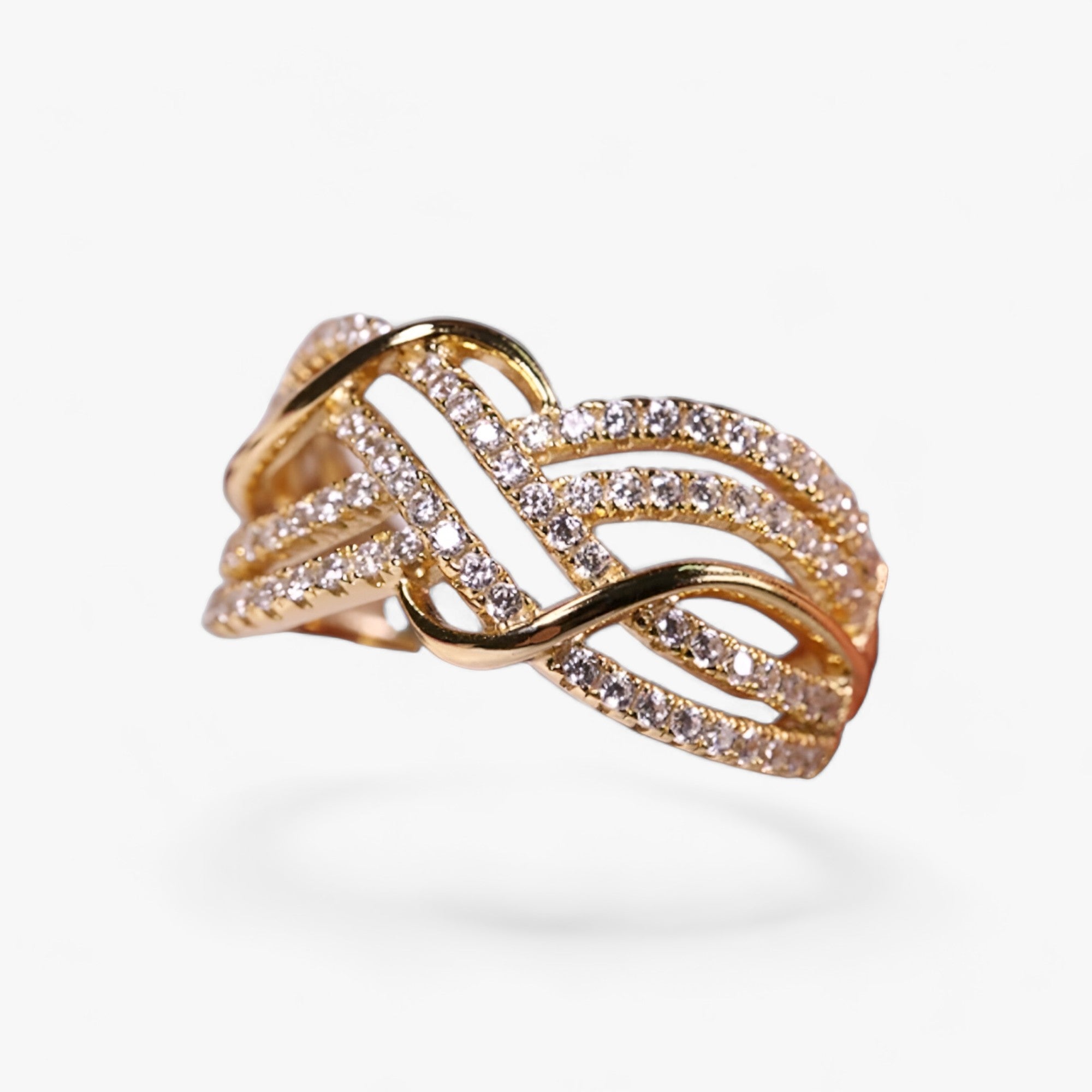 Anelli Incrociati Dorati in Design a Bande Multiplo Stiloso Donna - - All Compatible anelli anelli incrociati bande Brass cubic zirconia design donna dorati fashion Geometric Huitan incrociati jewelry Mainland China Prong Setting Q207 Rings TRENDY WEDDING Wedding Bands Women Zhejiang - Concept Palermo