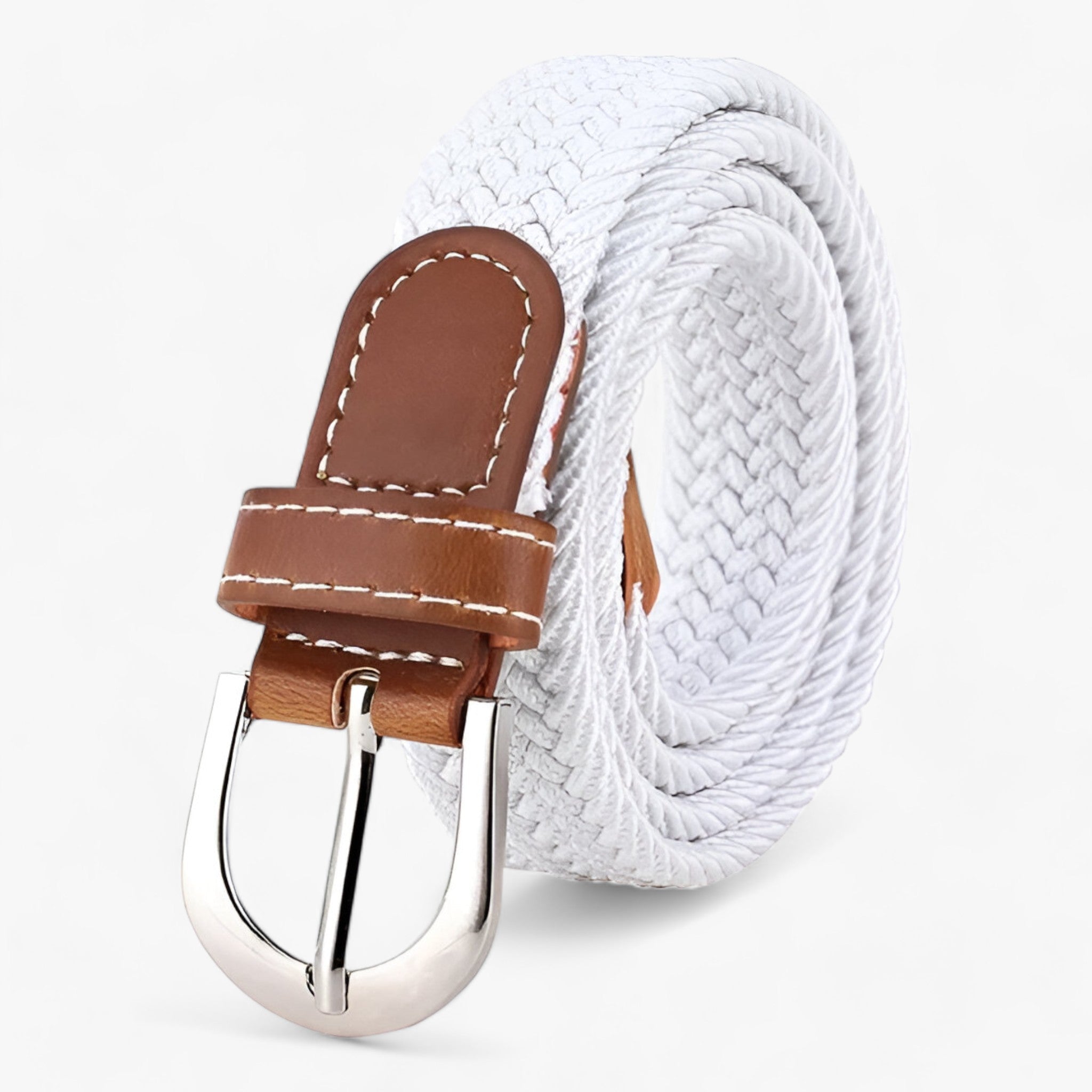 Cintura elastica intrecciata - Confortevole ed - Bianco 105CM - 2.5cm ADULT Belts Casual cintura cintura elastica confortevole elastica intrecciata Knitted Solid WOMEN women's belt - Concept Palermo