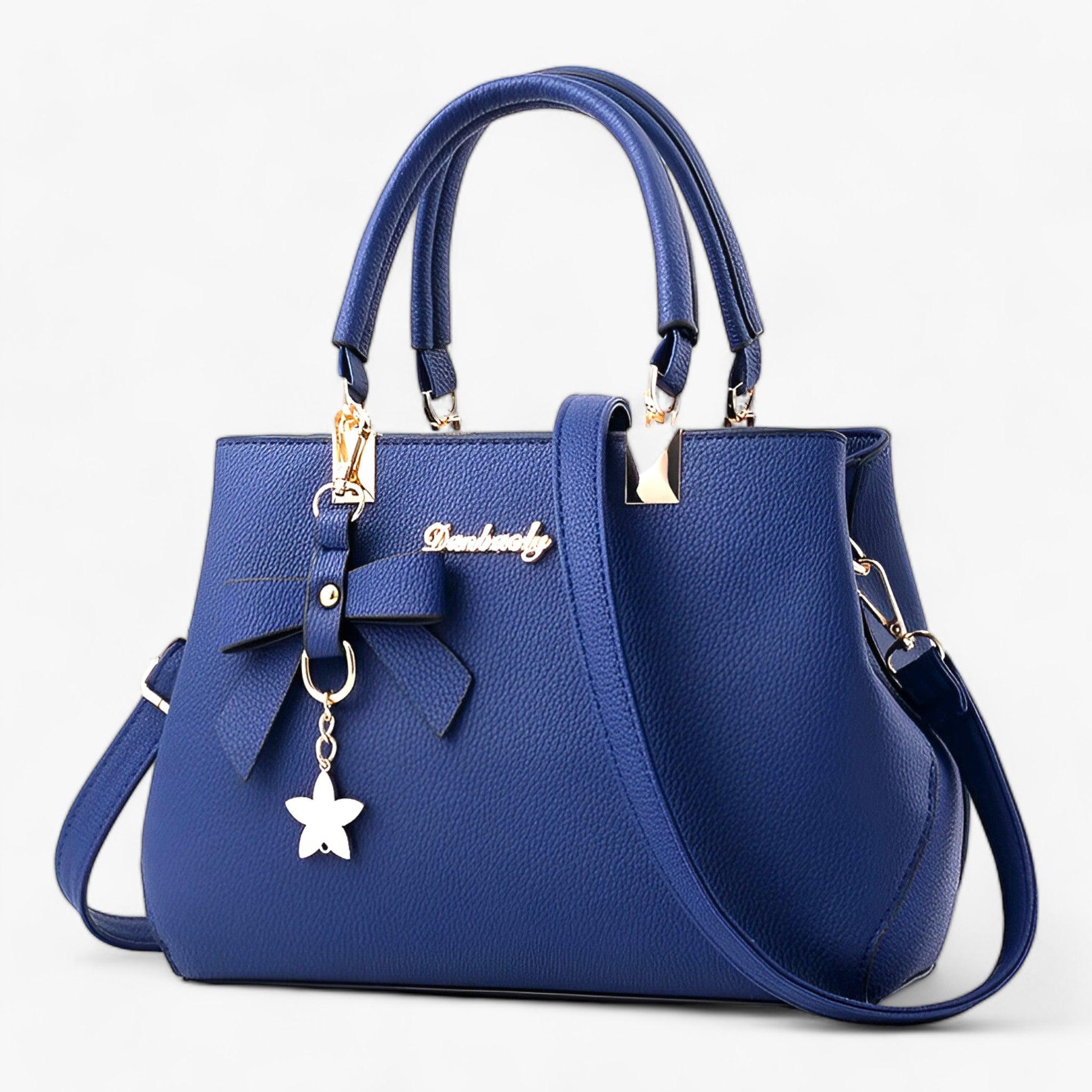 Borsa a Tracolla Donna Piccola Nera in Vera Pelle Italiana, Chiusura Magnetica Elegante - Blu scuro 28cmx11cmx19cm - bags borsa borsa tracolla carriera donne quotidiano tracolla woman women women bag women bags Womens - Concept Palermo
