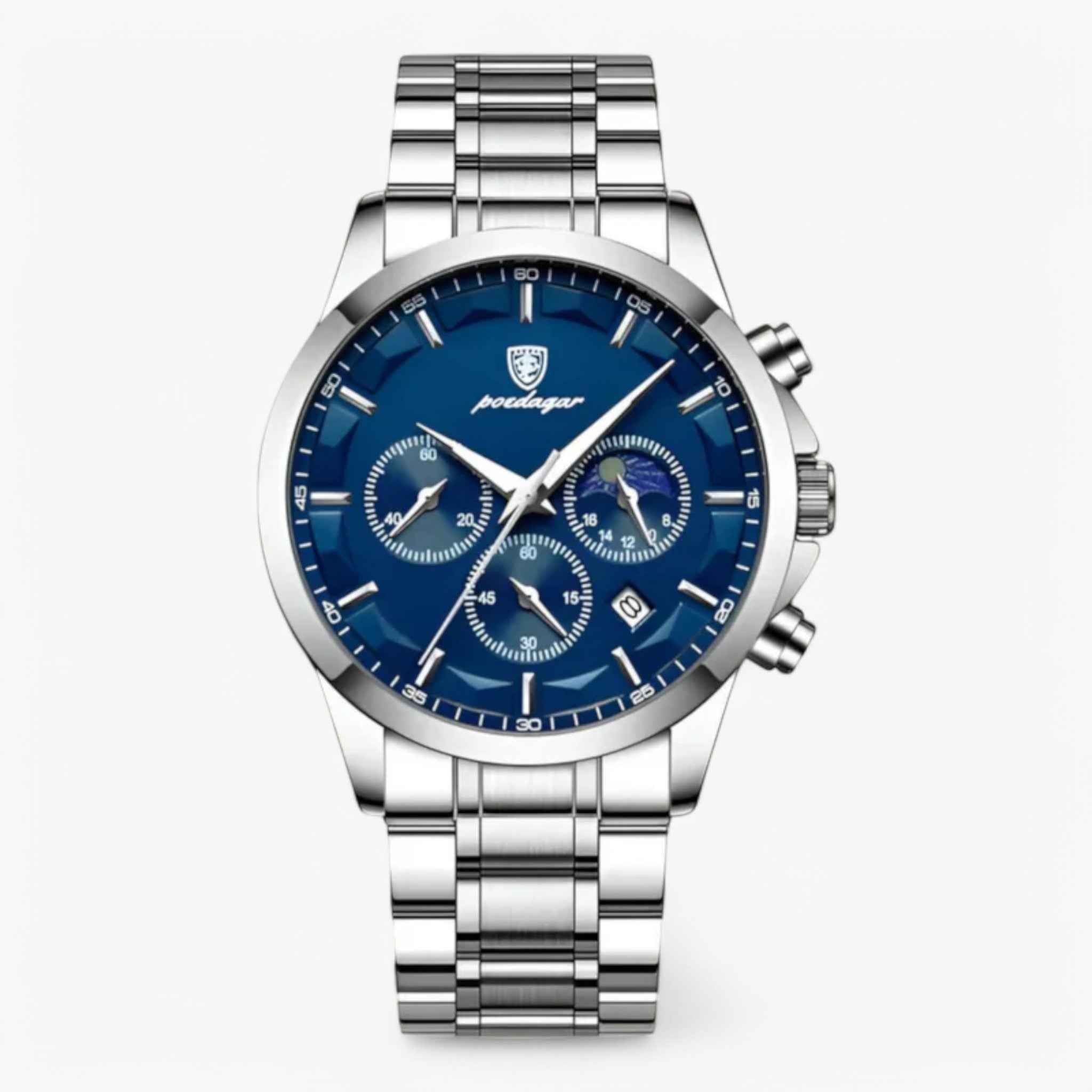 Orologio da Uomo di Lusso Quartz Nero, Cinturino in Vera Pelle Sottile & Elegante - Qualità Premium