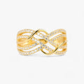 Anillos cruzados dorados en diseño de bandas múltiples estiloso Mujer