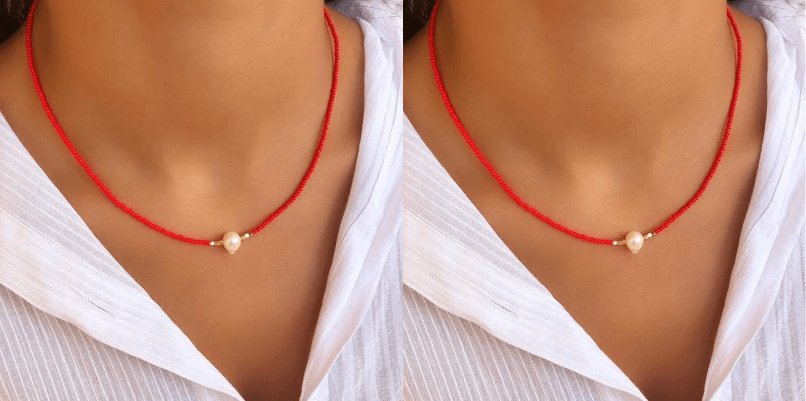 Pocket Pearl™ - Collana con perle naturali 1+1 Lana Donna - Rosso + rosso (1+1 gratis) - collana donna jewelry lana naturali necklace NECKLACES Necklaces for Women pearl perle pocket woman - Concept Palermo