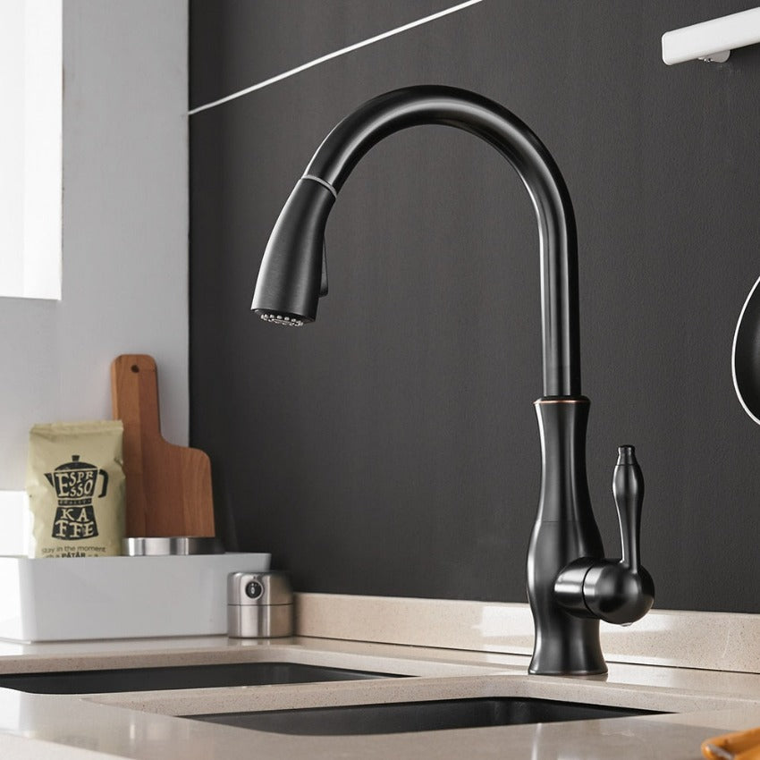 Rubinetto da Cucina a Scomparsa in Acciaio Inox Cromato con Doccetta Estraibile - Nero - cucina elegant faucets Faucets home & garden Kitchen Kitchen Faucets kitchen tap Retractable faucet rubinetto rubinetto cucina scomparsa - Concept Palermo