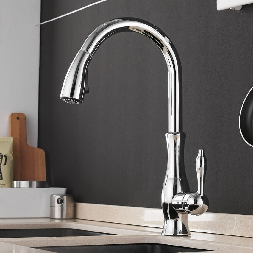 Rubinetto da Cucina a Scomparsa in Acciaio Inox Cromato con Doccetta Estraibile - Cromo - cucina elegant faucets Faucets home & garden Kitchen Kitchen Faucets kitchen tap Retractable faucet rubinetto rubinetto cucina scomparsa - Concept Palermo