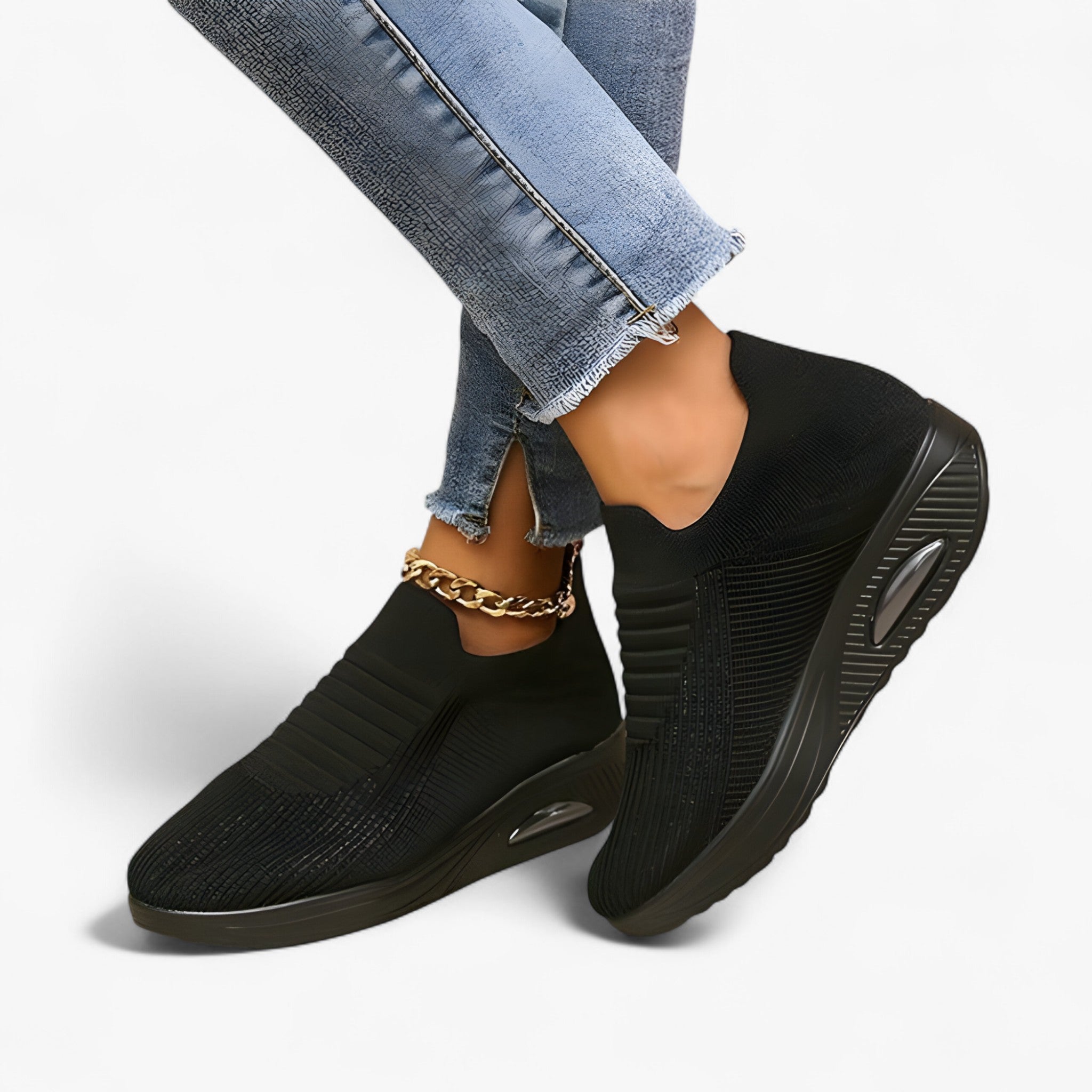 Sneakers Slip-On Donna in Tela Nere Comode e Traspiranti - Nero - Boots & Shoes donna shoes shoes for women shoes woman Shoes women slip sneakers sneakers slip summer shoes woman shoes summer 2025 womens shoes - Concept Palermo