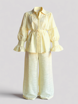 Elegante casual dameslinnen polyester set voor de zomer