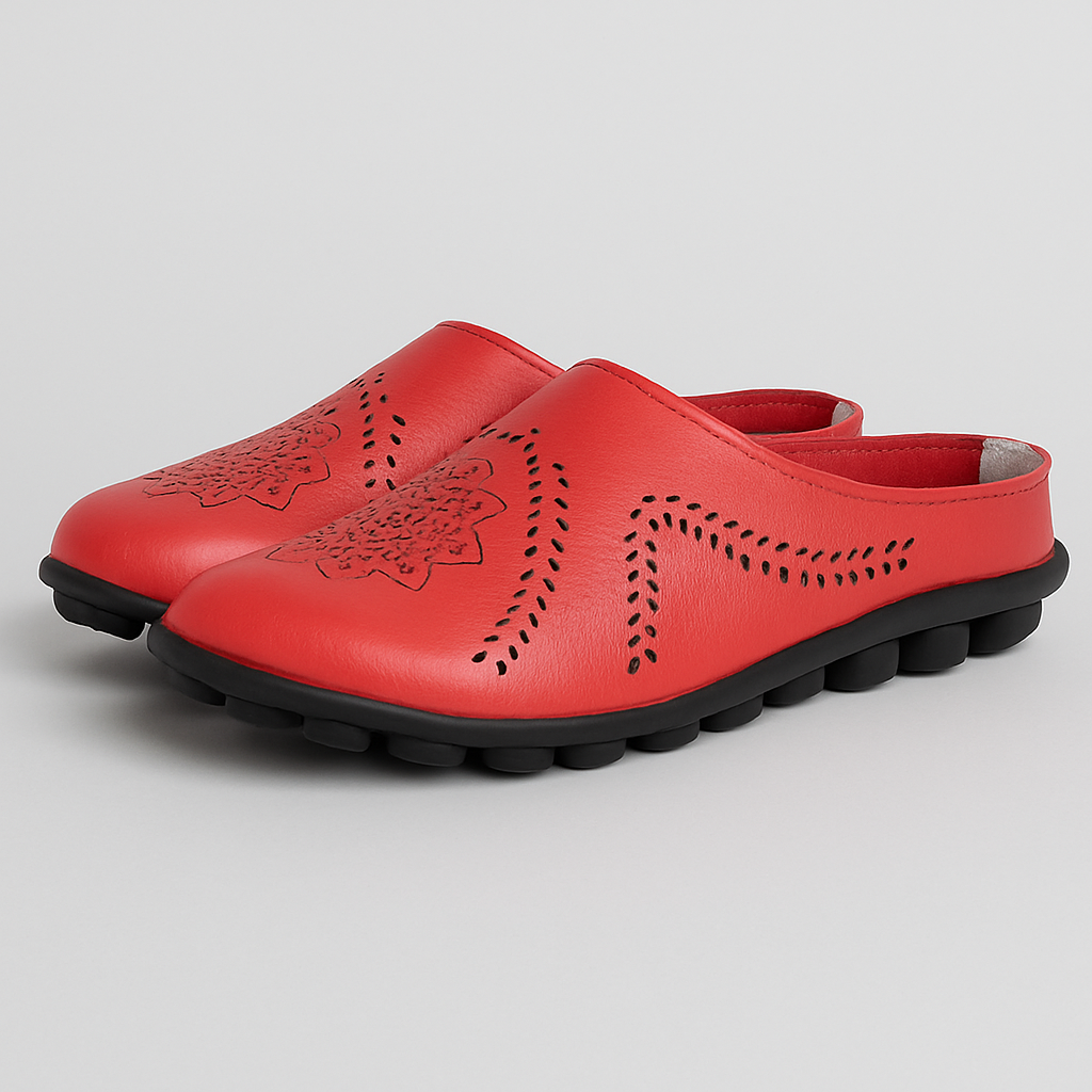 Ciabatte Donna Eleganti Floreali Comfort con Suola Flessibile - Rosso - ciabatte ciabatte donna close sandals donna fashion flessibile Frauen Sandalen motivo Sandals suola women - Concept Palermo