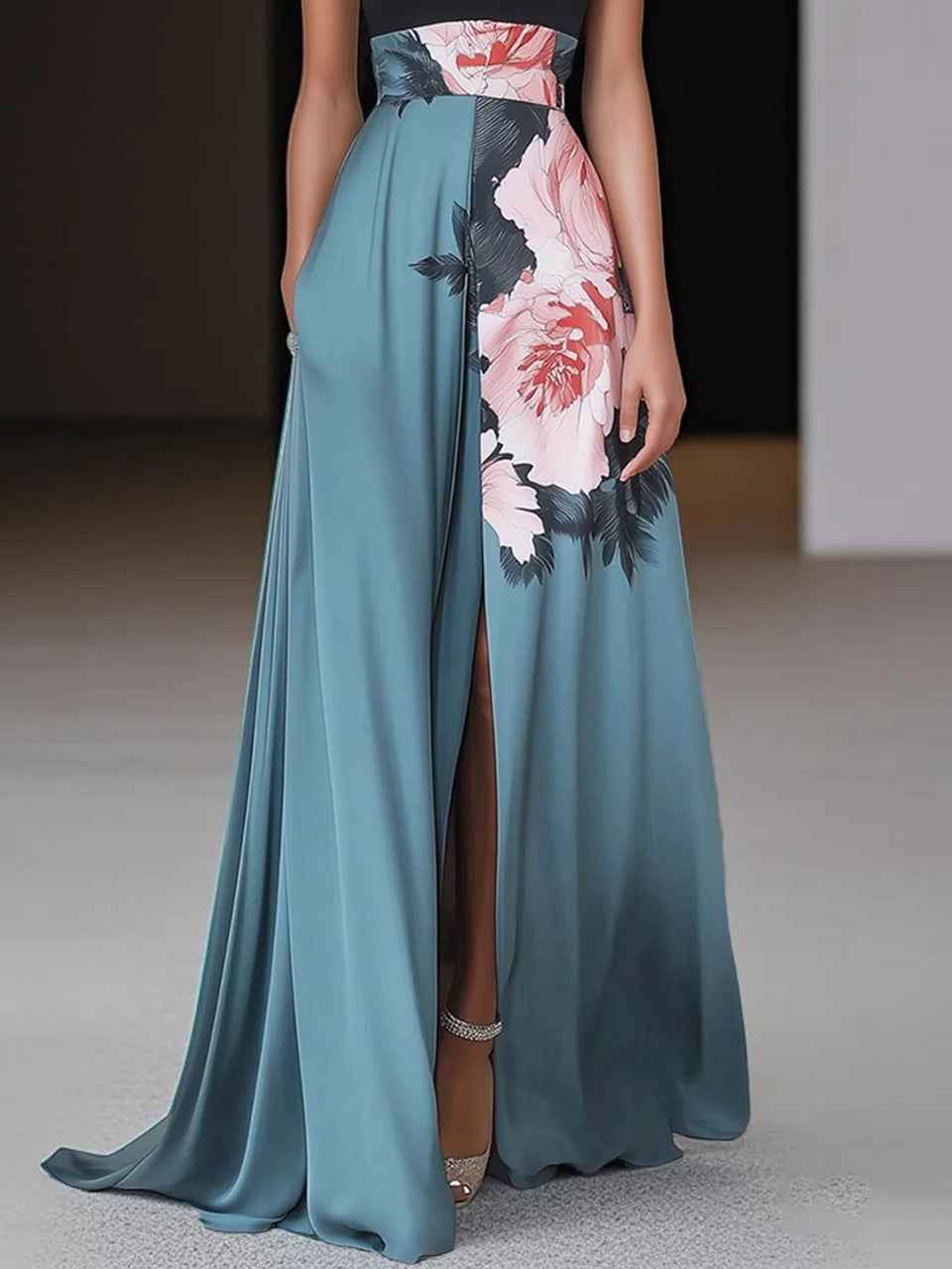 Abito Maxi Elegante a fantasia floreale Best202507 New202506