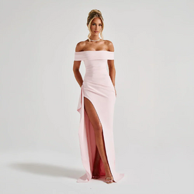 Robe Longue Femme Épaules Dénudées & Fente Élégante - Idéale Soirée/Cérémonie - Rose - competitor-clone cross-from-seroa-10499283190026 imported-2026-05-07 Linen New-google new-in Solid source-handle:robe-longue-femme-avec-epaules-denudees-et-fente source-le-label-de-paris Women - Concept Palermo
